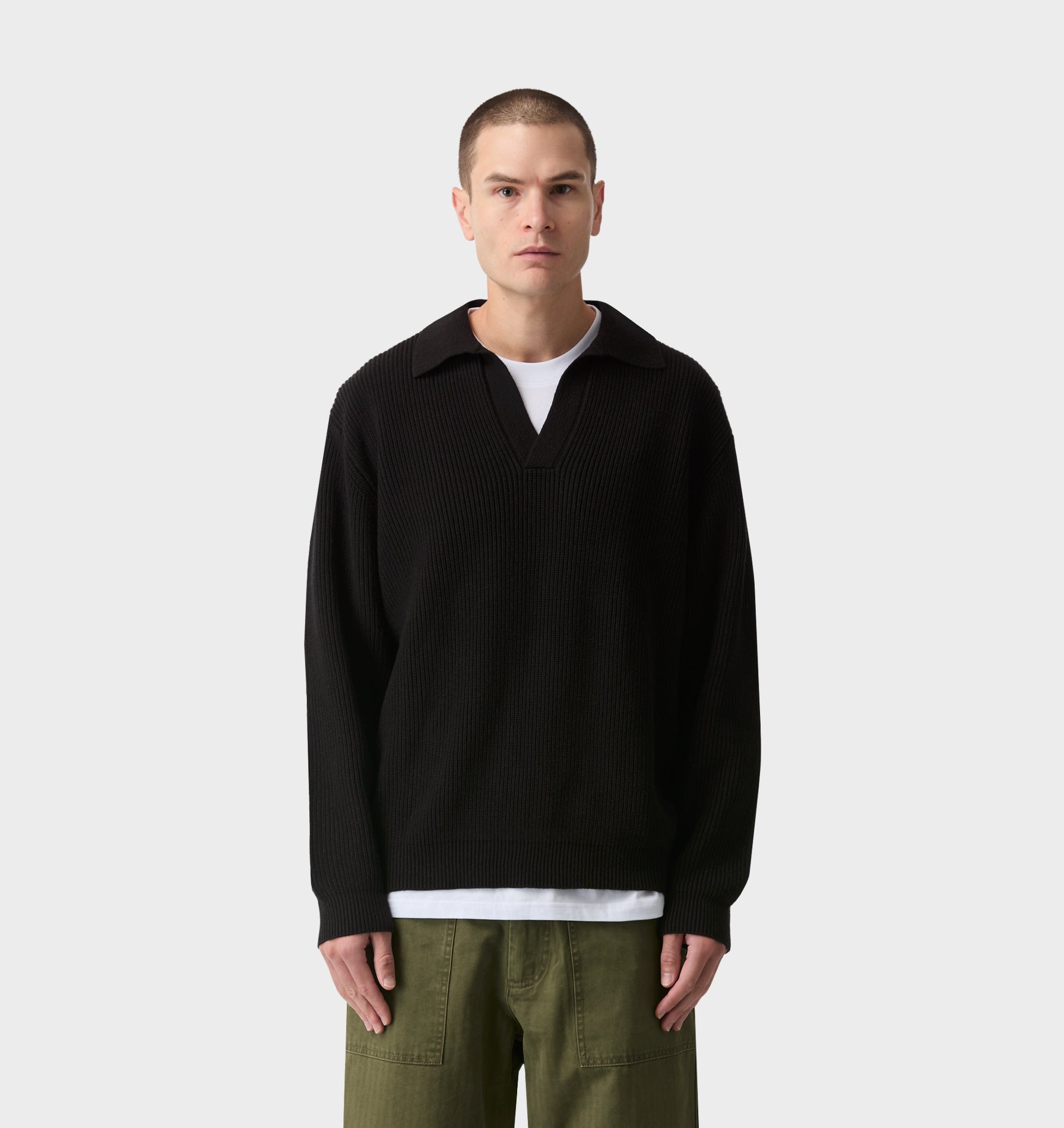 トップス KDG POLO LS SHIRT BLACK Knit LS Polo - Black | I Love Ugly