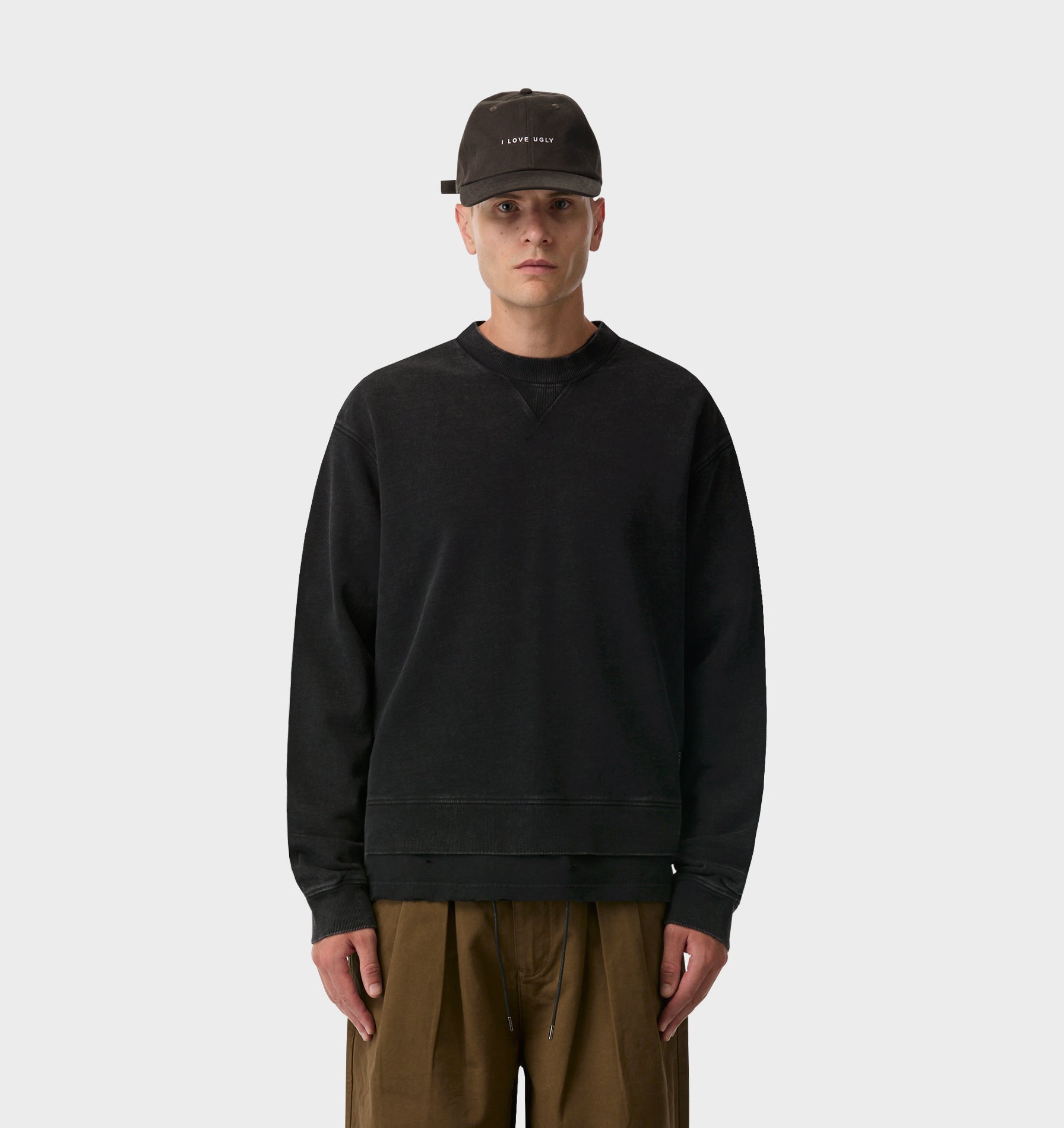 Crop Oversized Crew - Vintage Black | I Love Ugly