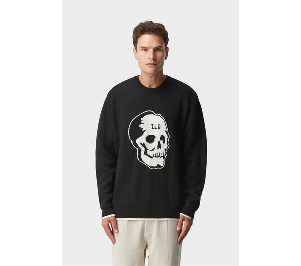 Skull Knit Sweater - Black