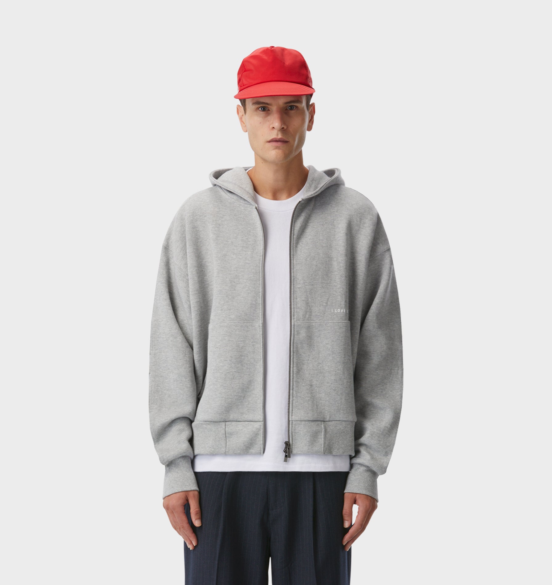 Cropped Zip Up Hood - Vintage Grey