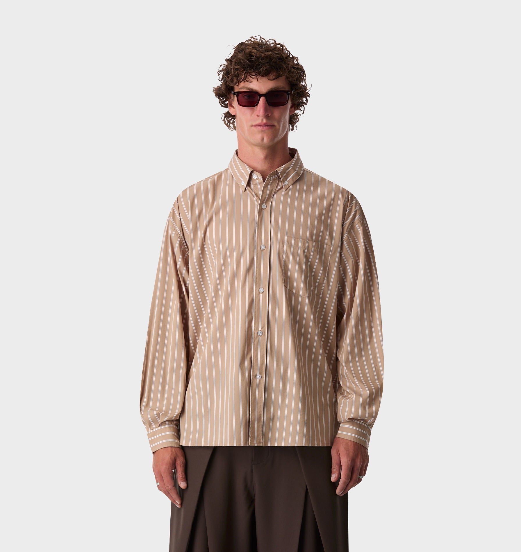 Kingston Oversized Shirt - Mushroom Stripe
