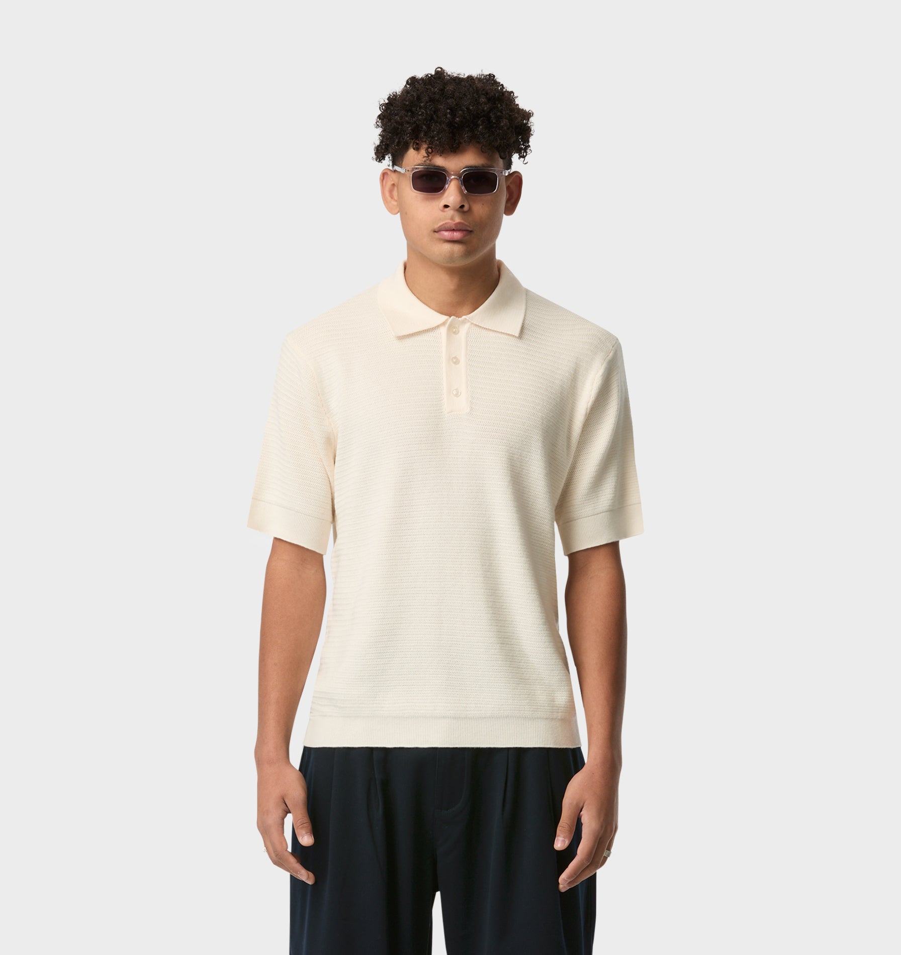 Ronan SS Knit Polo - Off White