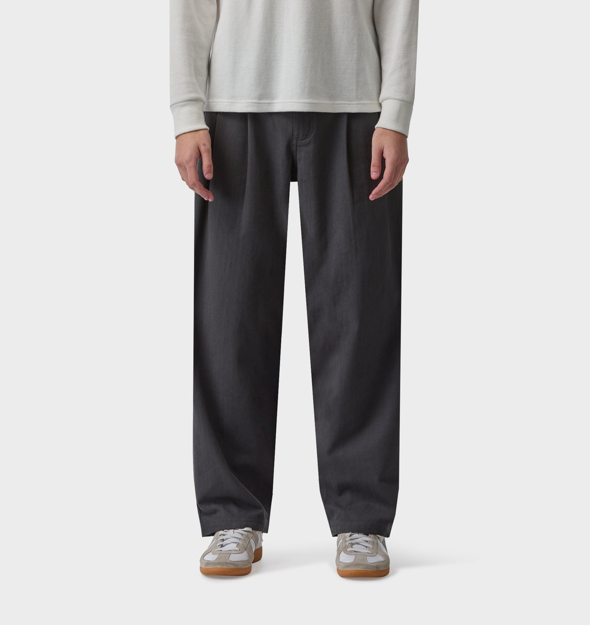 Twin Pleat Pant - Charcoal