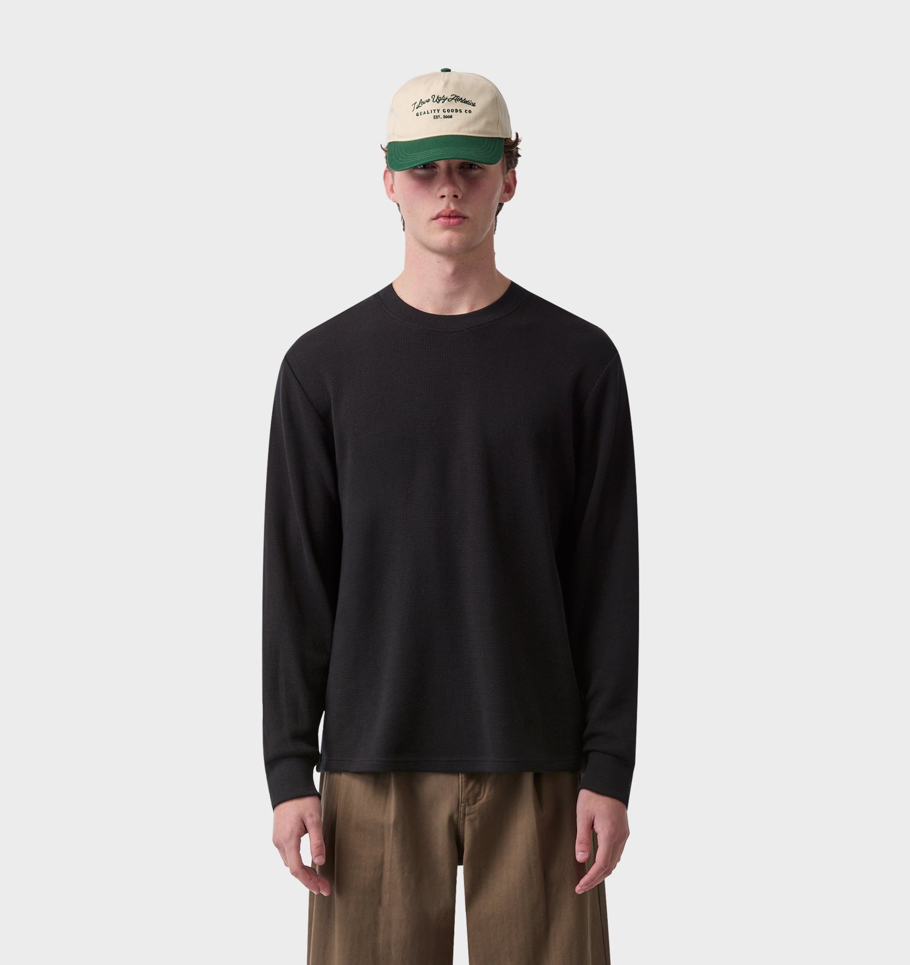 Waffle LS Tee - Black