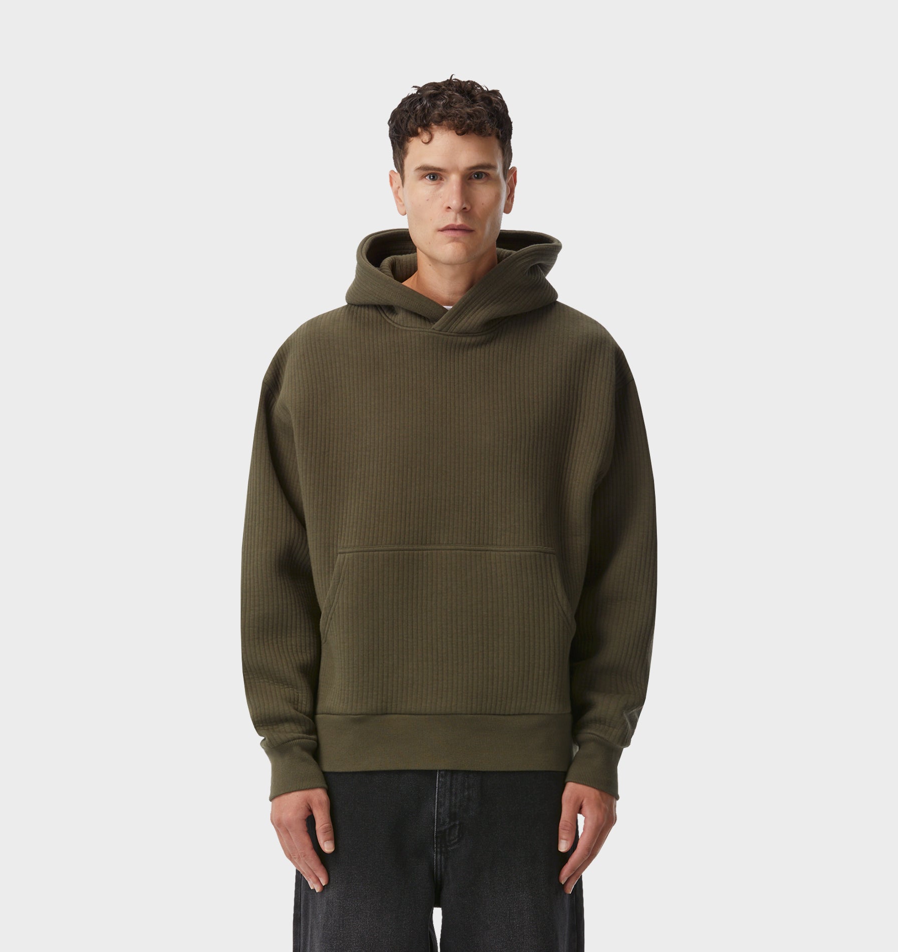 Textured Crop Box Hood - Moss