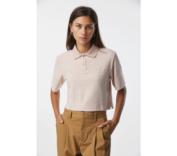 Bebe Cropped Polo - Dusty Pink