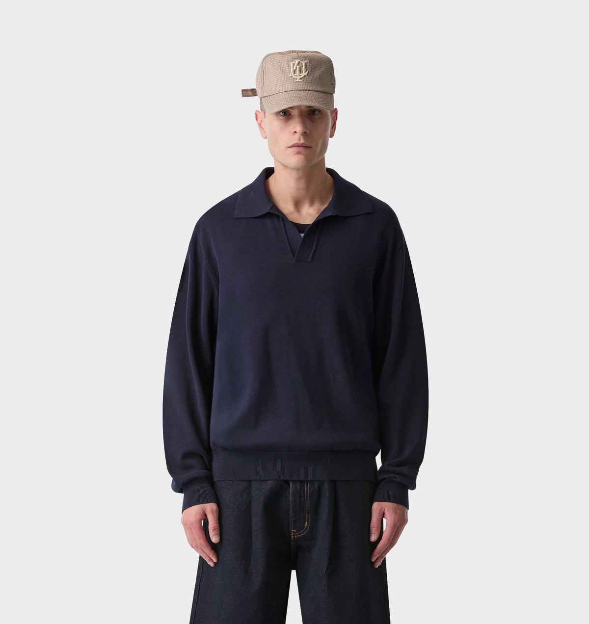 Knit LS Polo - Indigo