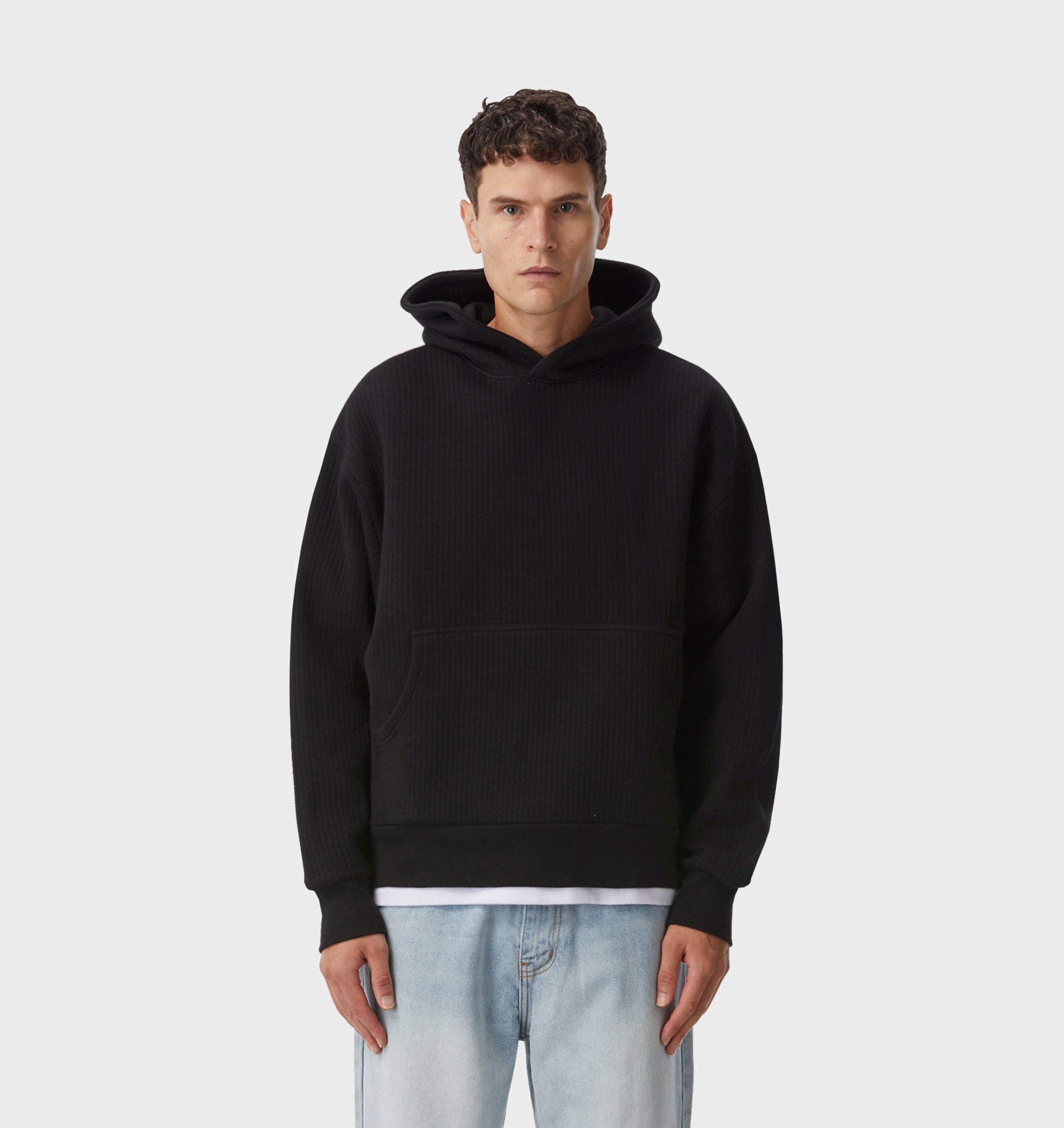 Textured Crop Box Hood - Black