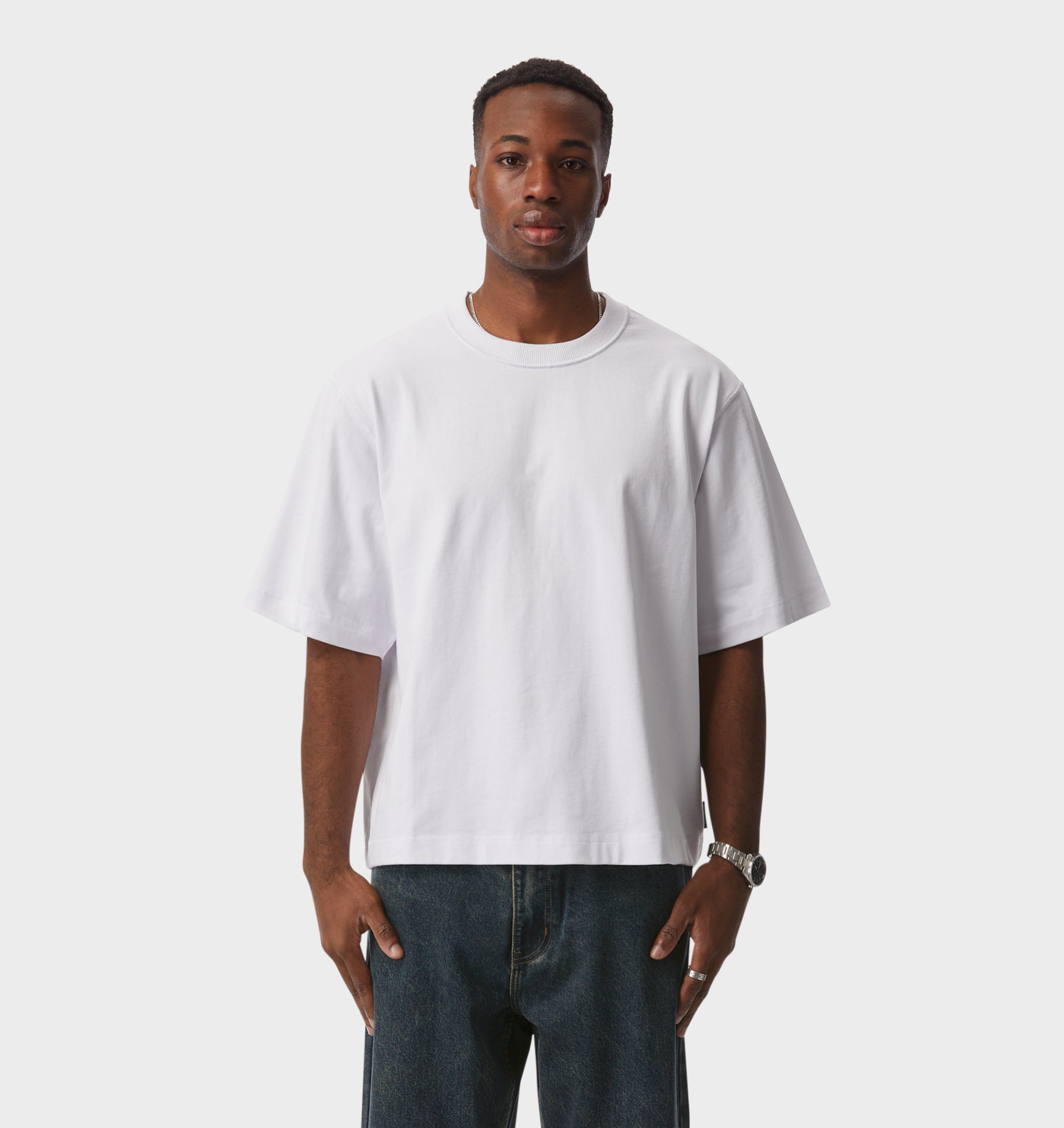 Crop Box Tee - White