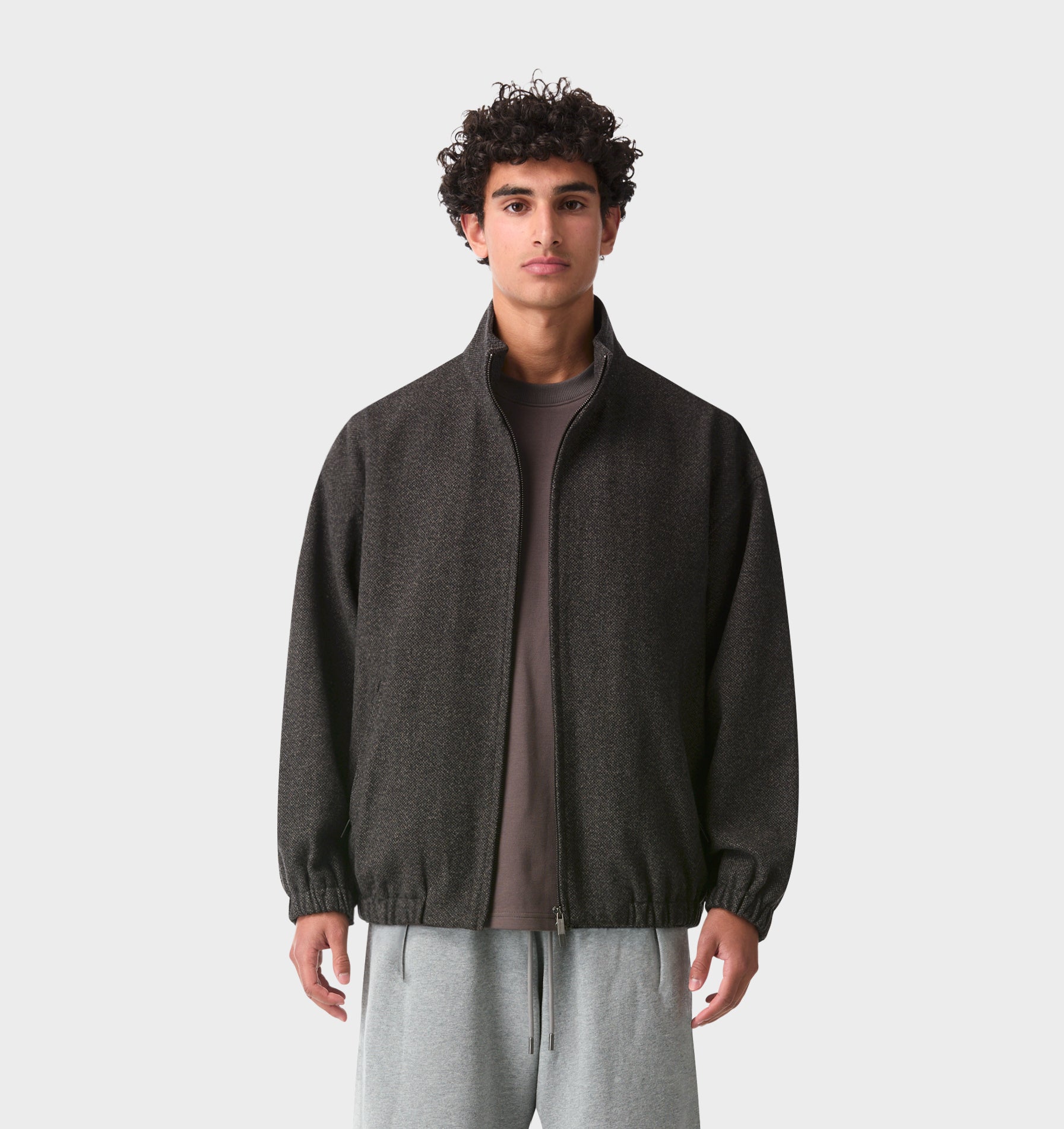 Funnel Neck Jacket - Charcoal Tweed | I Love Ugly