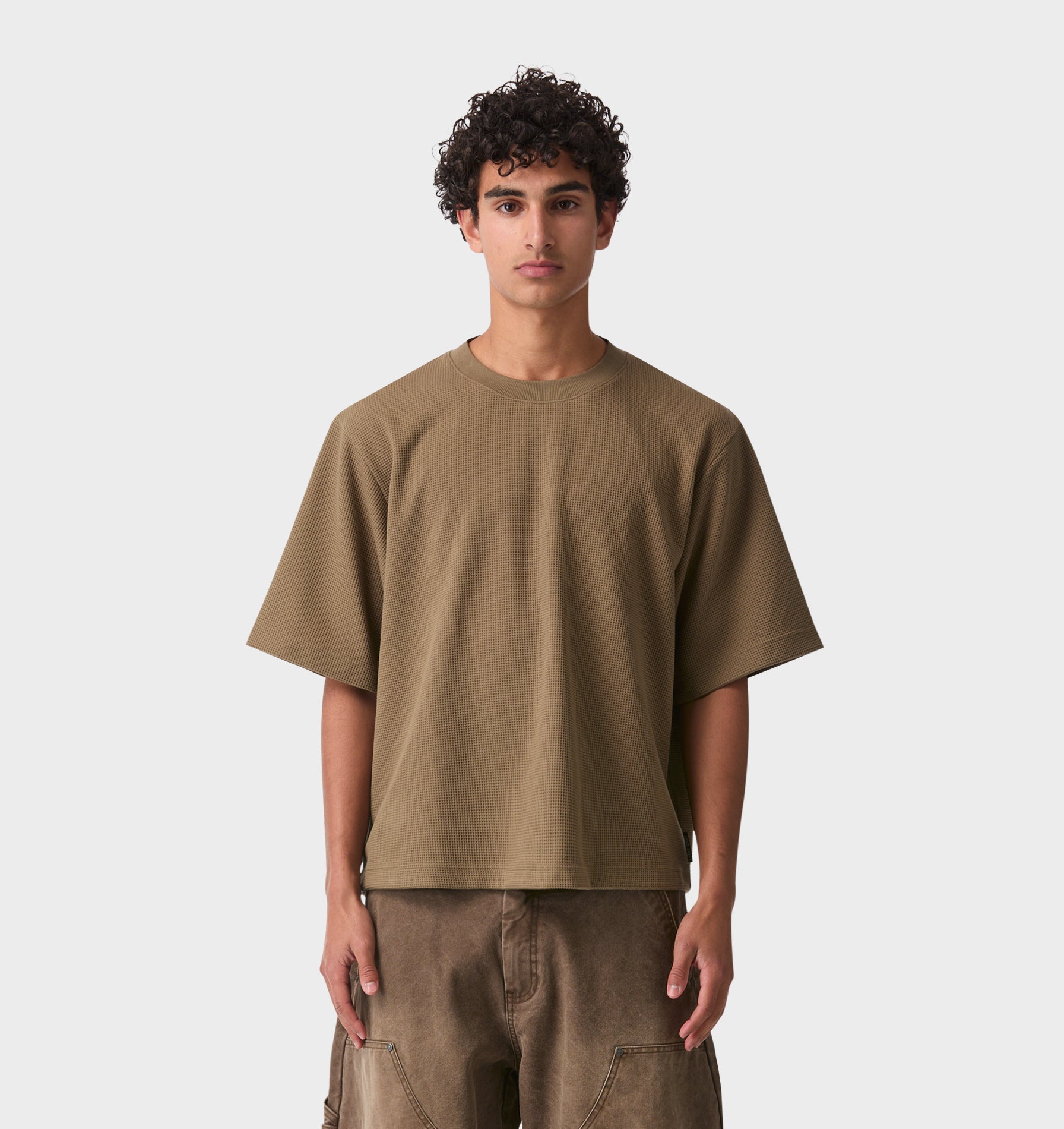 Waffle Box Crop Tee - Haze