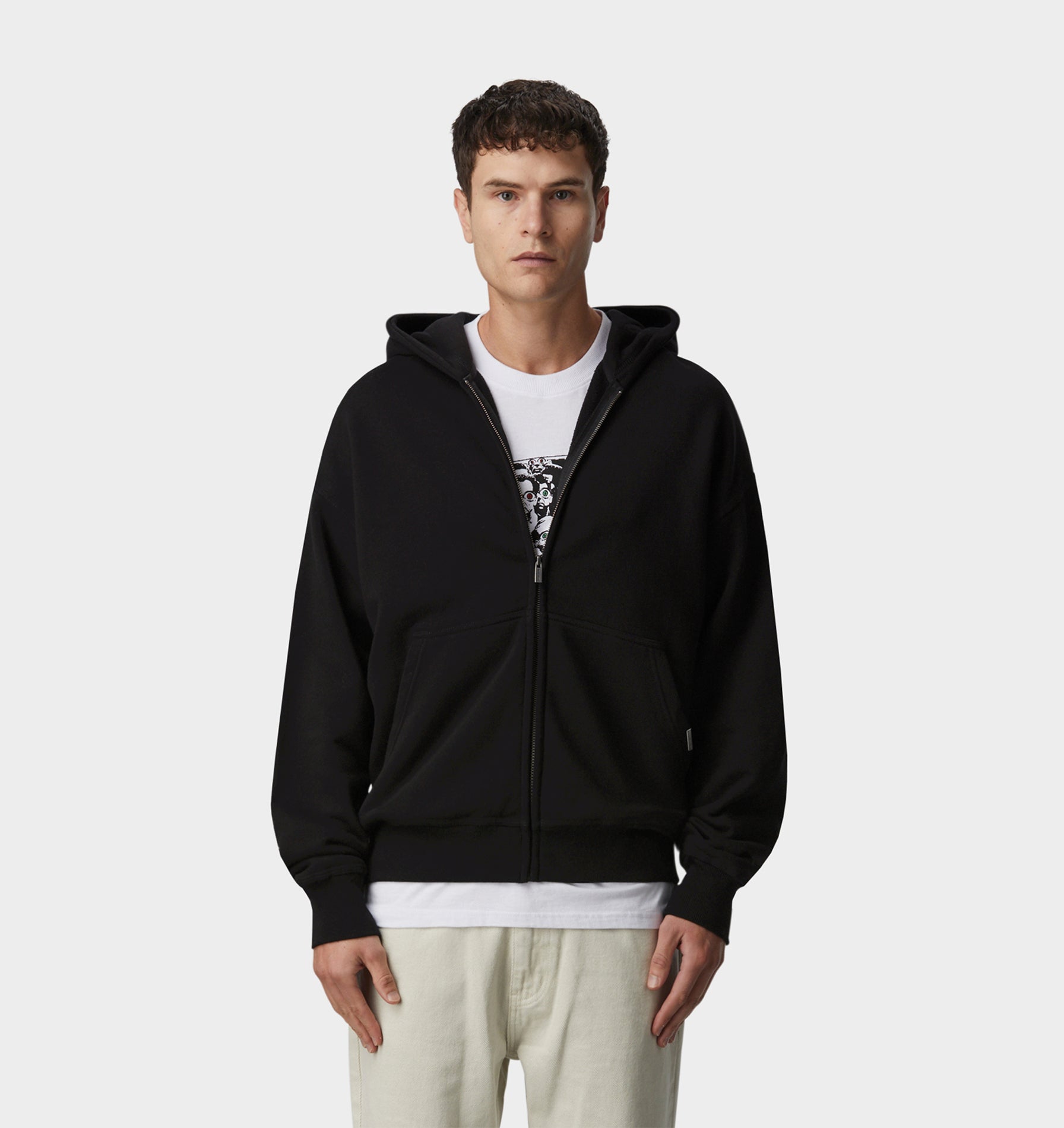 Zip Up Box Hood Black