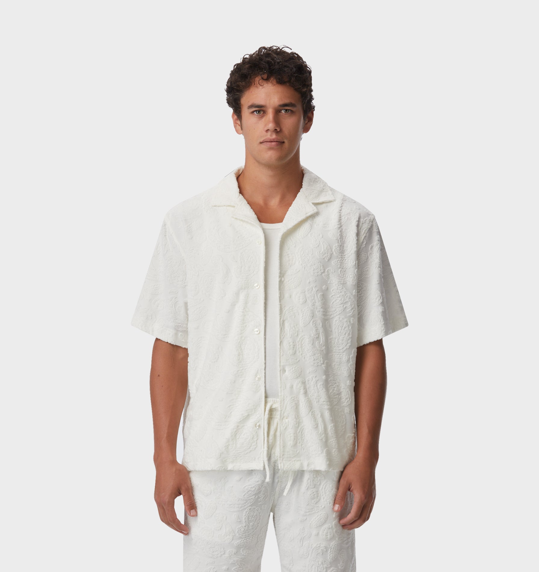 Box Cuban Collar Towel SS Shirt - Off White
