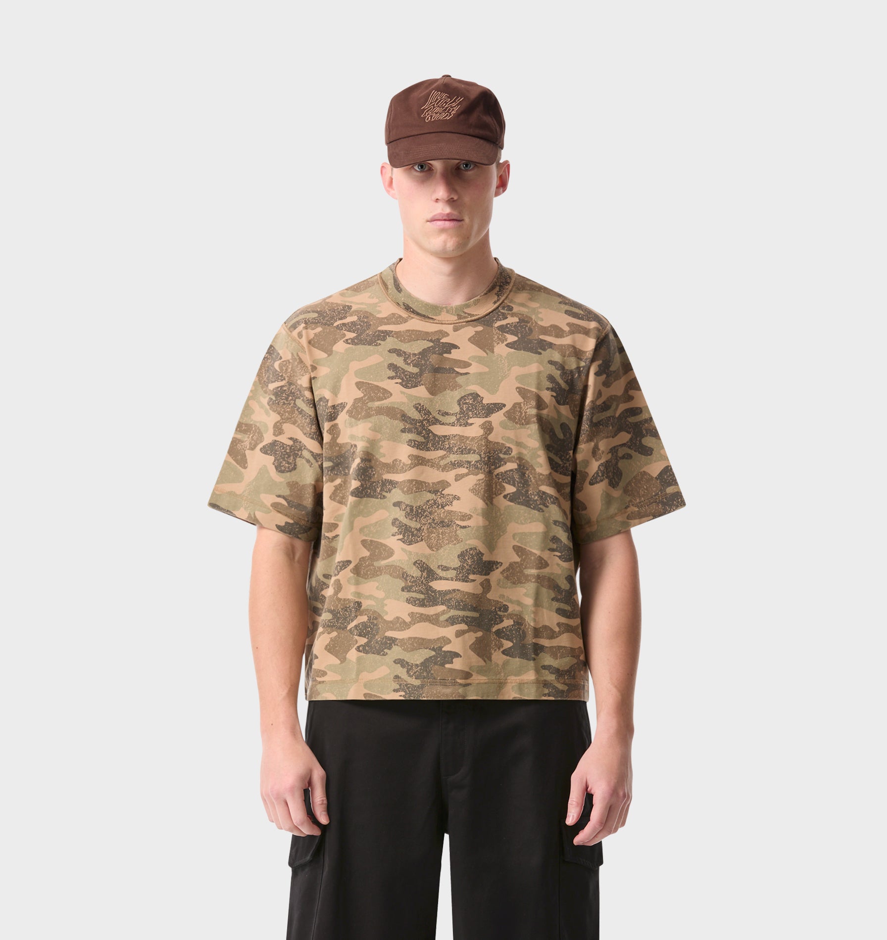 Crop Box Tee - Army Camo