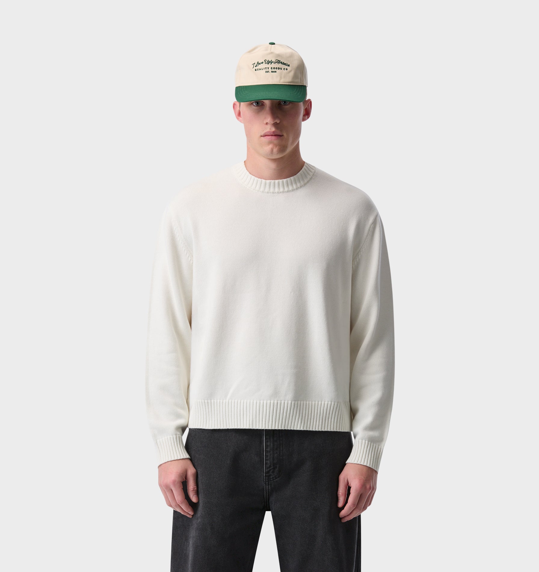 Midweight Crop Knit Sweater - Off White