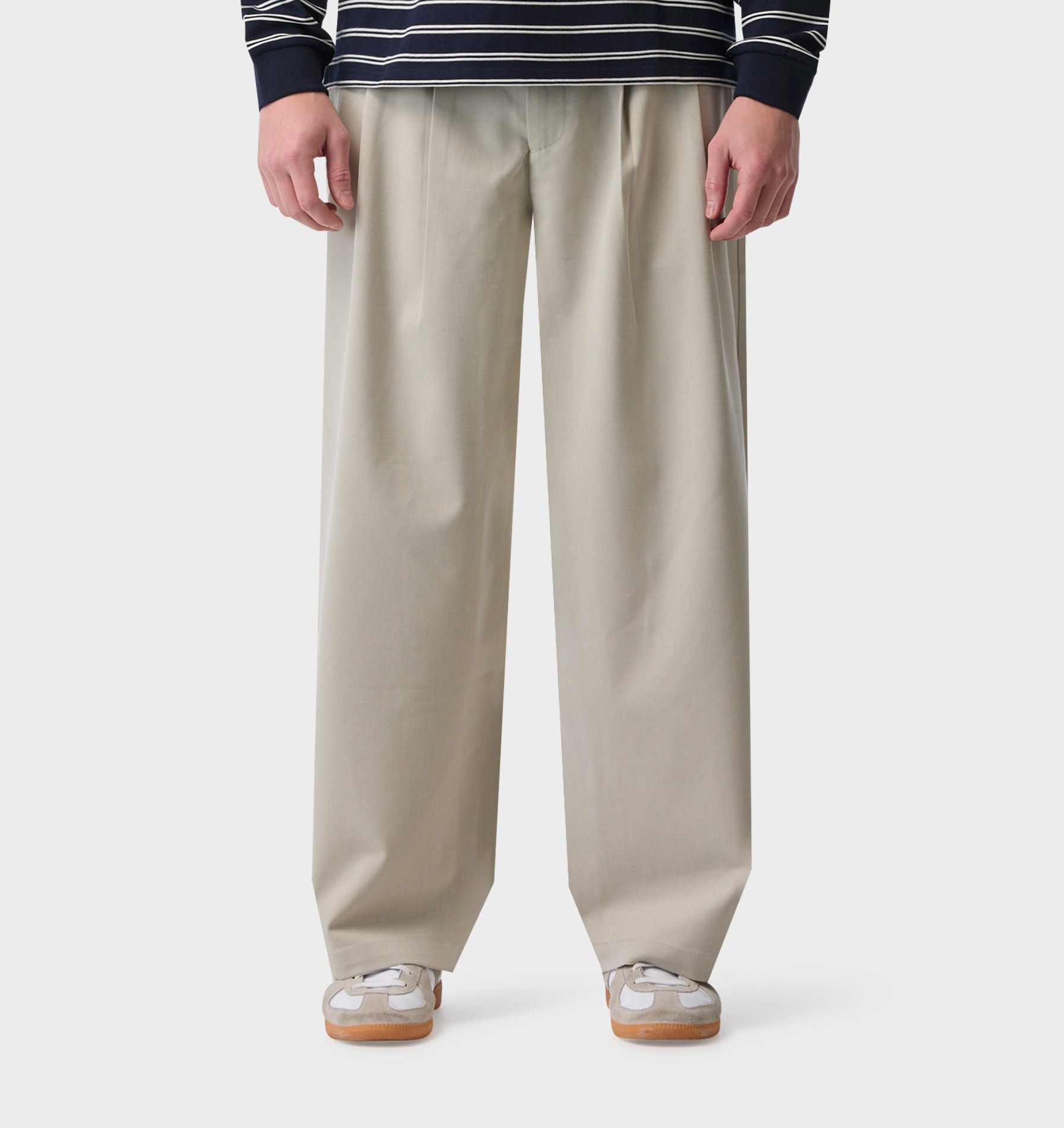 Cotton Albert Pleated Pant - Ecru