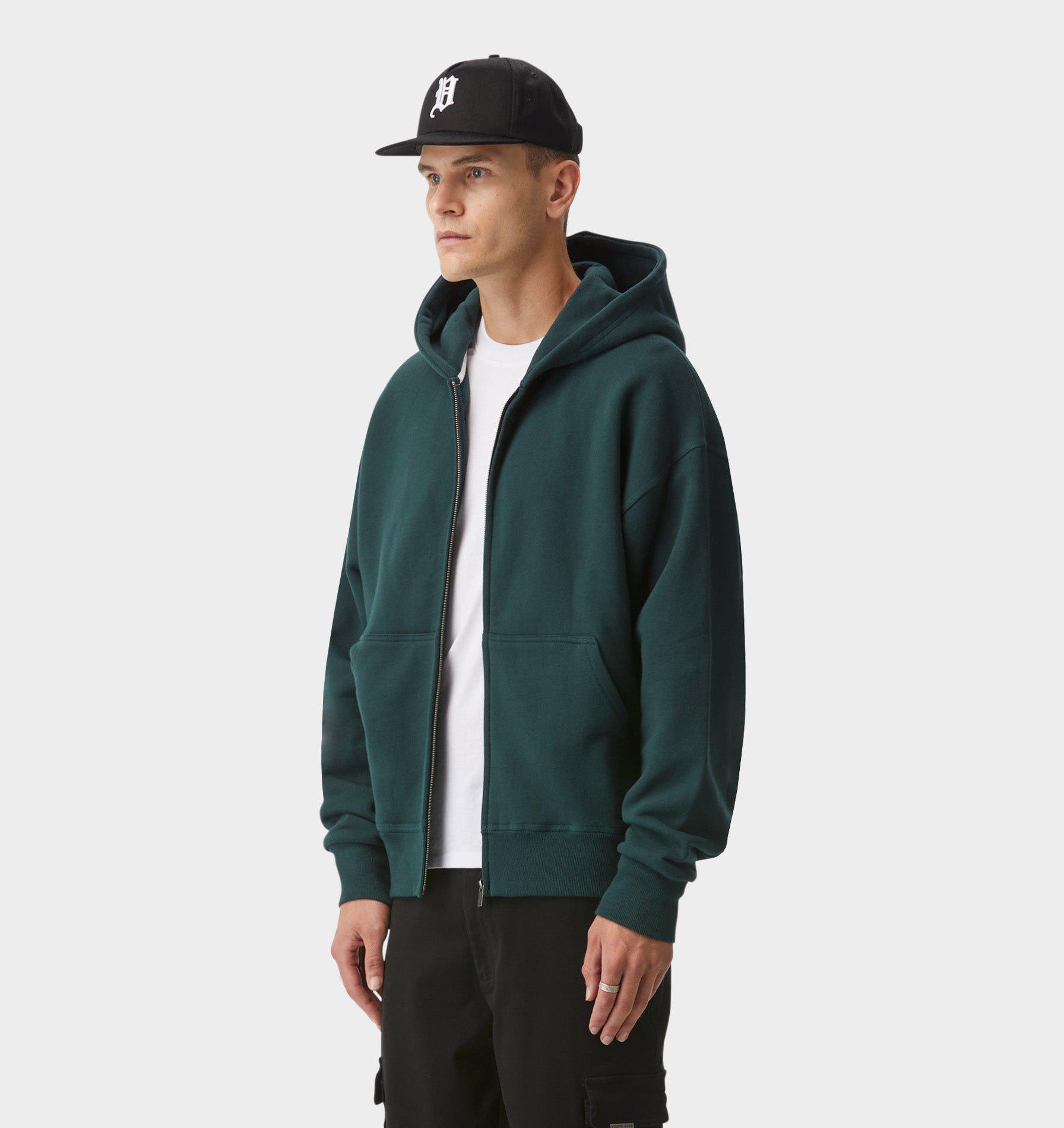 Zip Up Box Hood - Dark Green