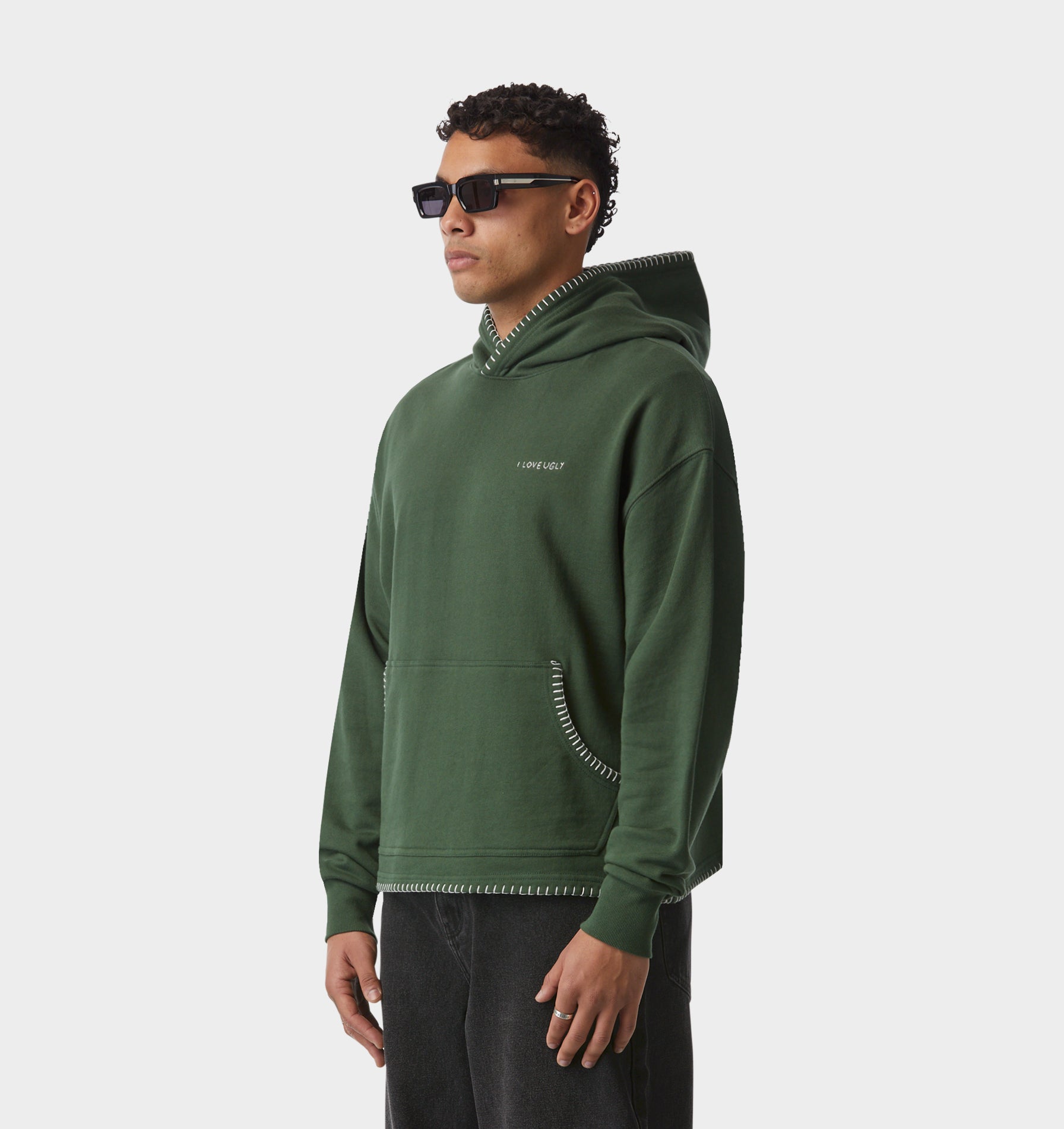 Blanket Stitch Box Hood 2.0 - Forest Green