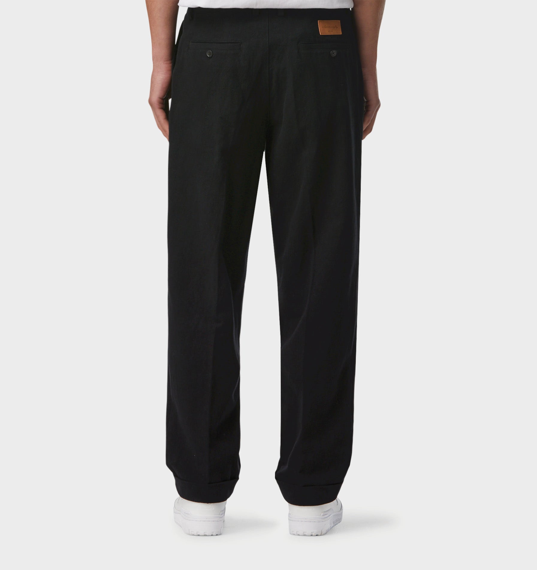 Linen Noah Pleated Pant - Black