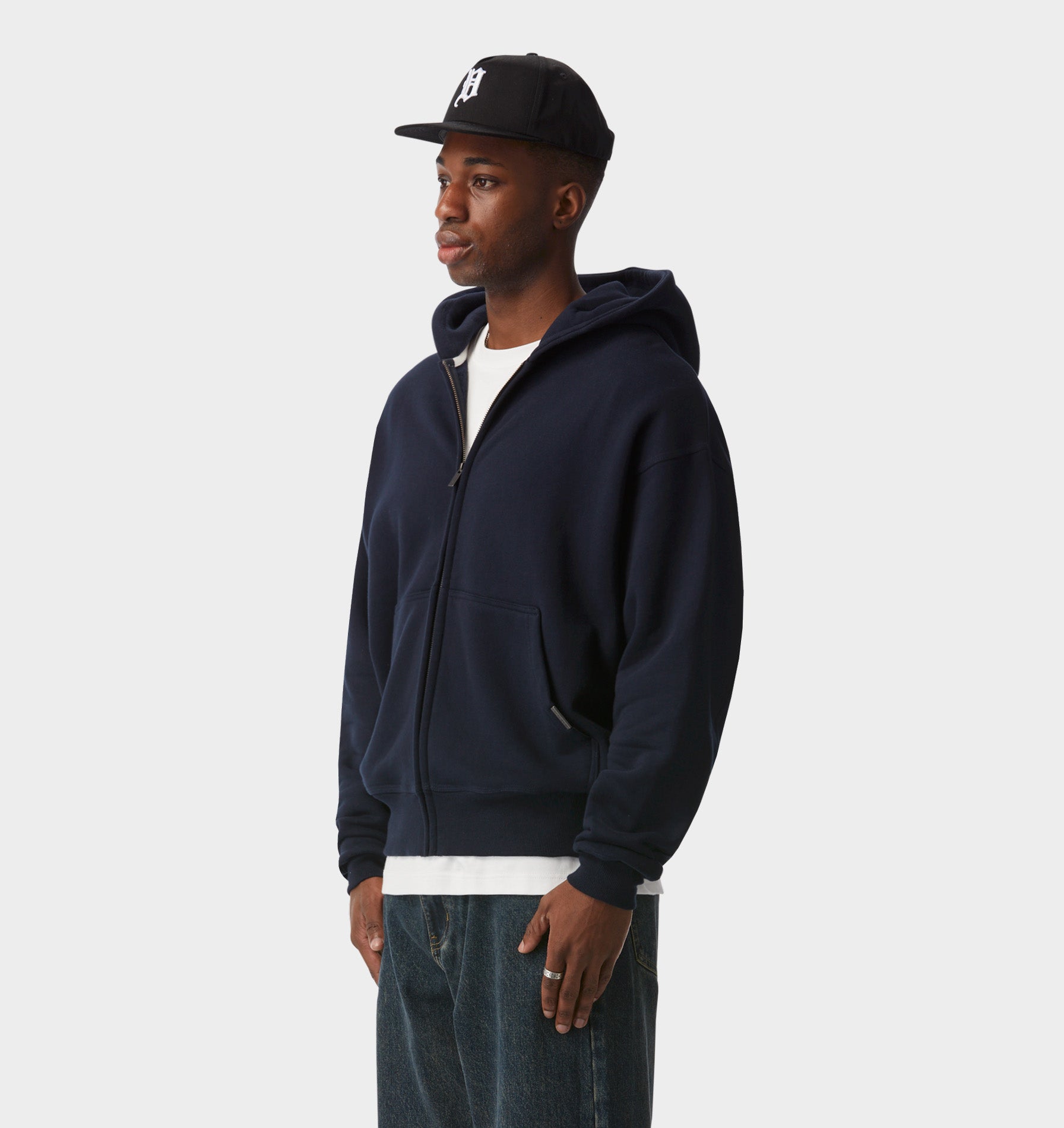 Zip Up Box Hood - Midnight Navy