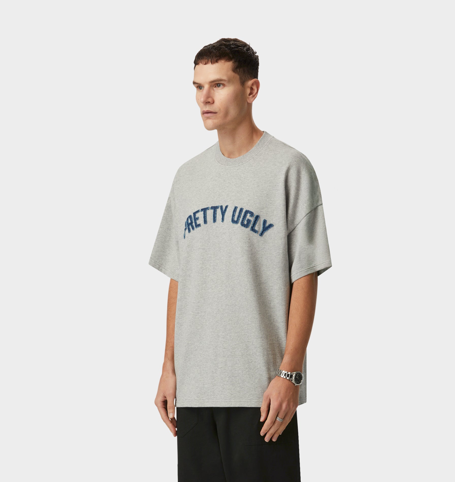 Applique Heavy Box Tee - Vintage Grey