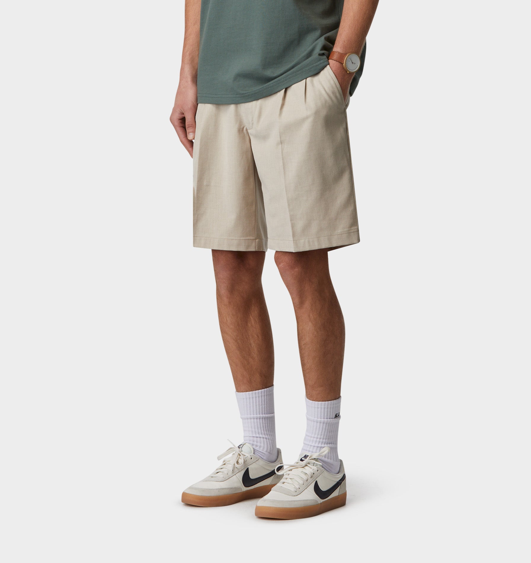 Quincy Pleated Short - Bone
