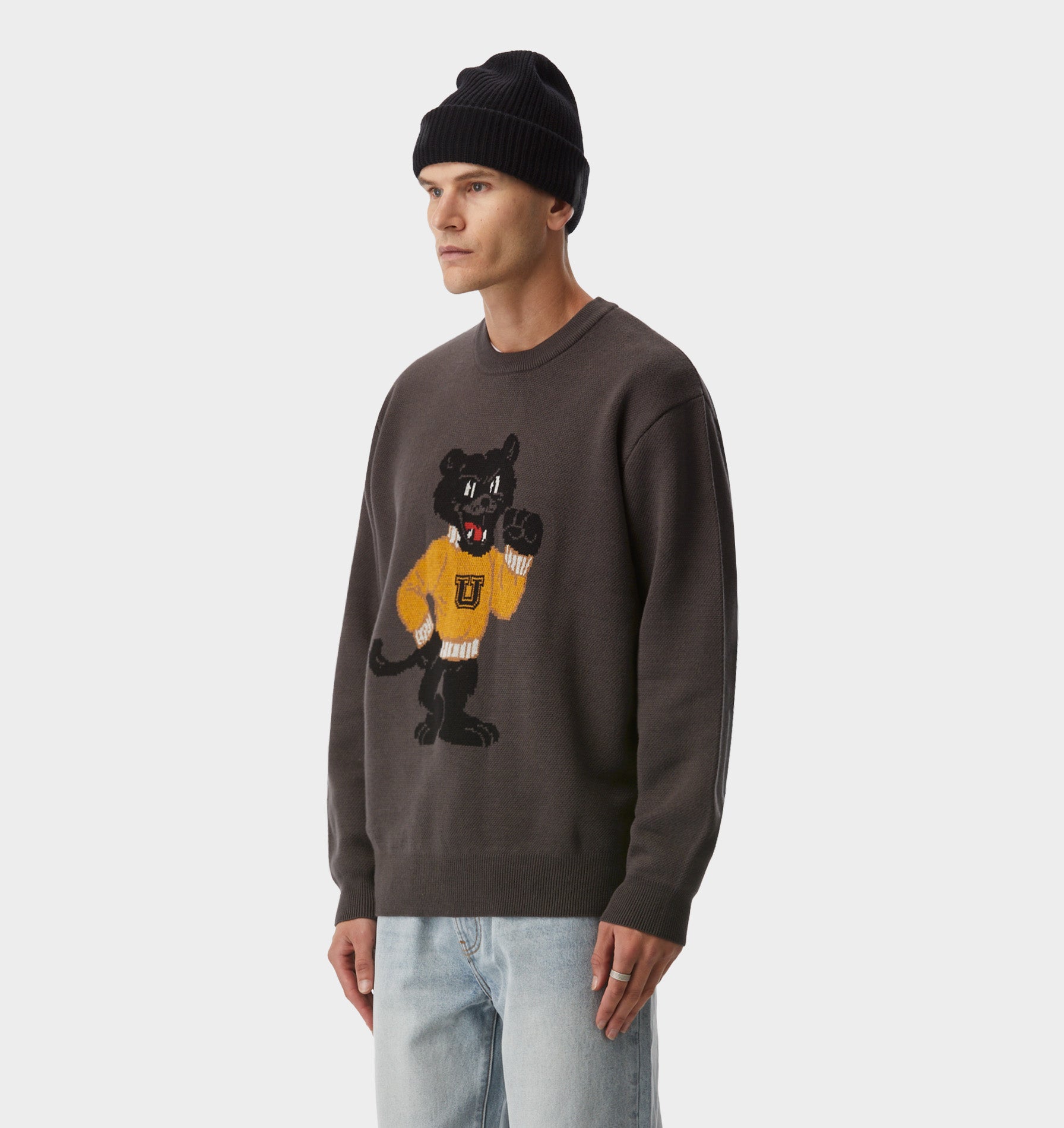 Panther Knit Sweater - Charcoal