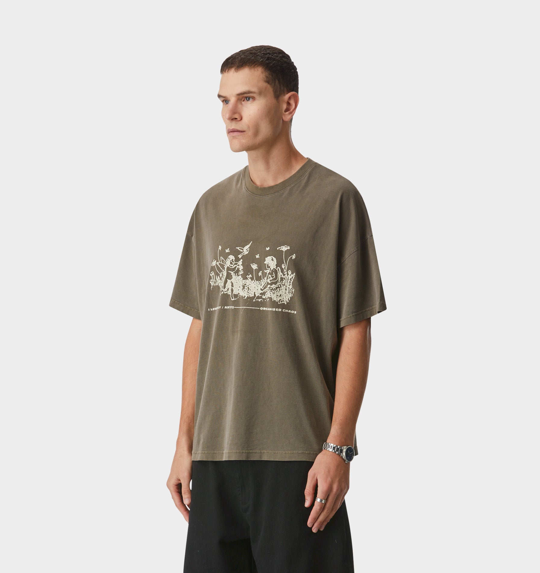 Organised Chaos Lewi Tee - Washed Mushroom