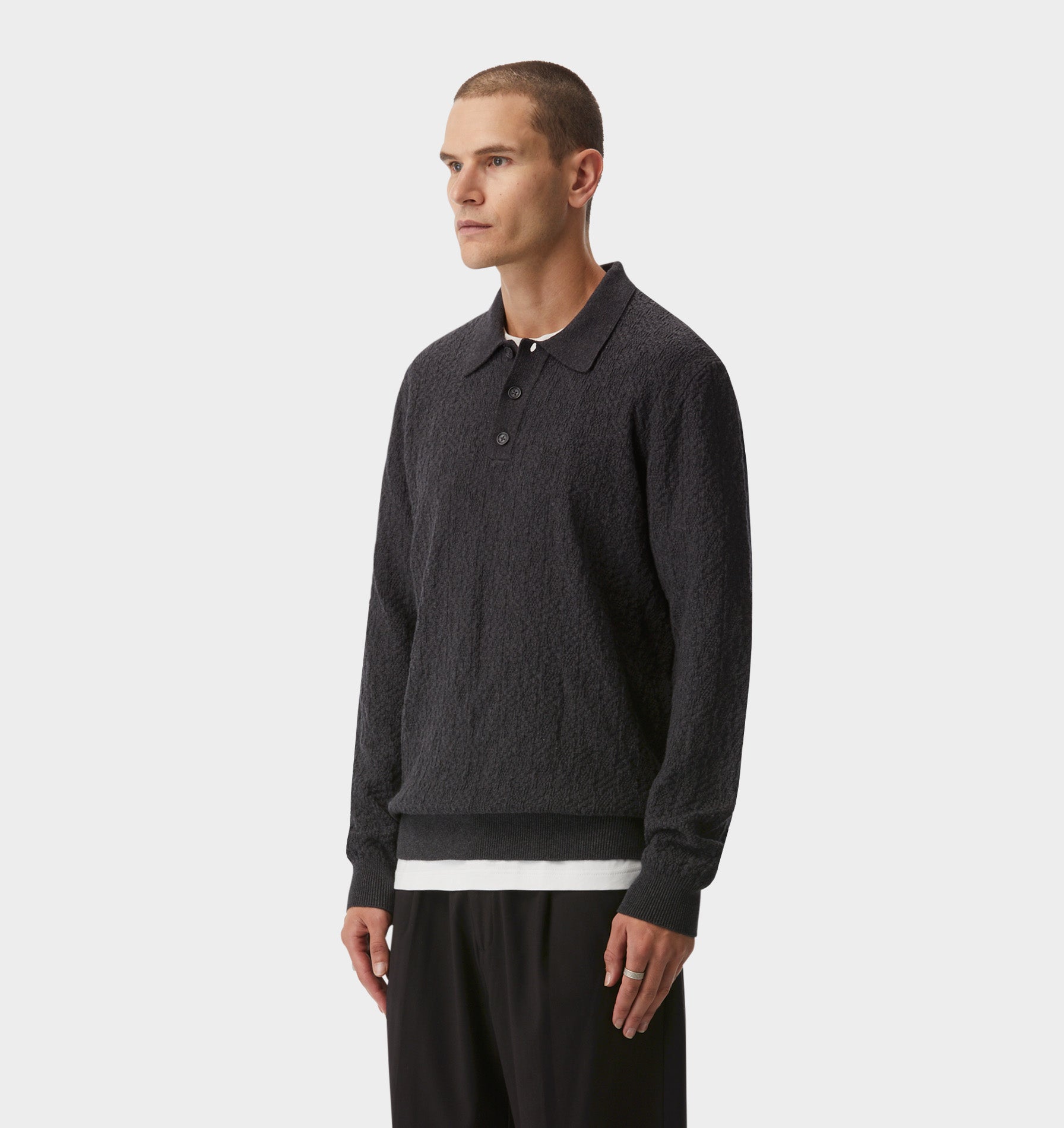 Jordan Knit LS Polo - Charcoal