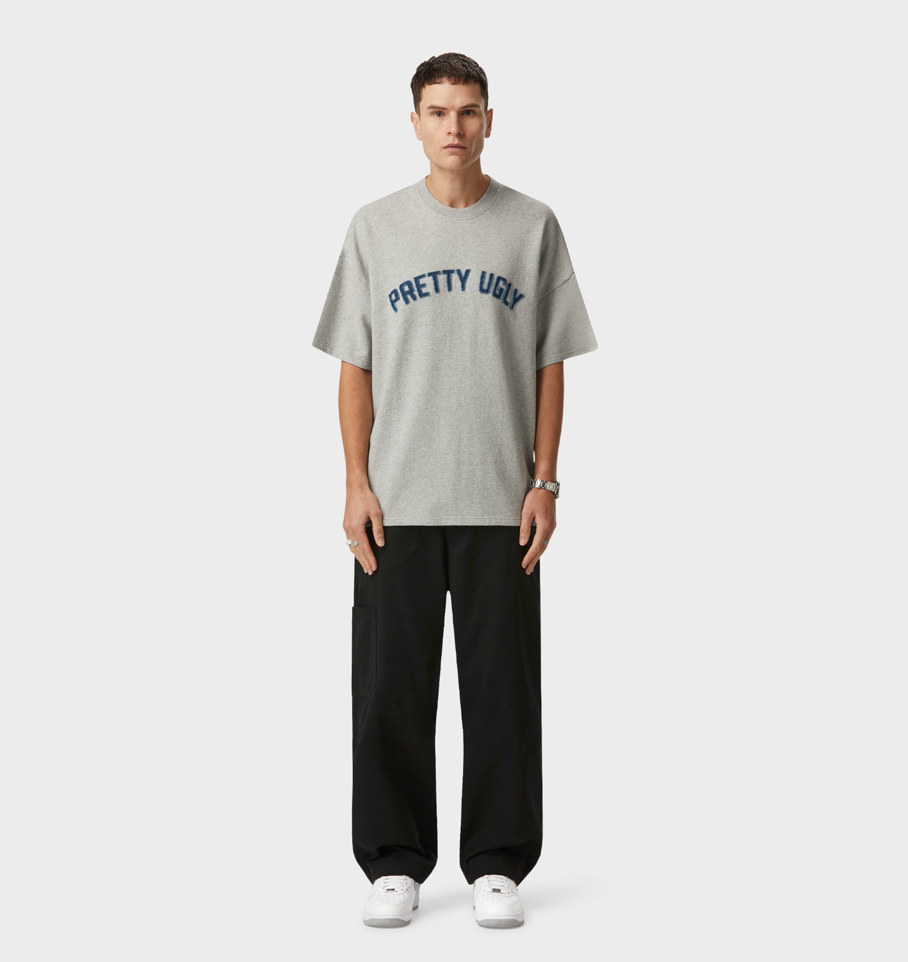 Applique Heavy Box Tee - Vintage Grey