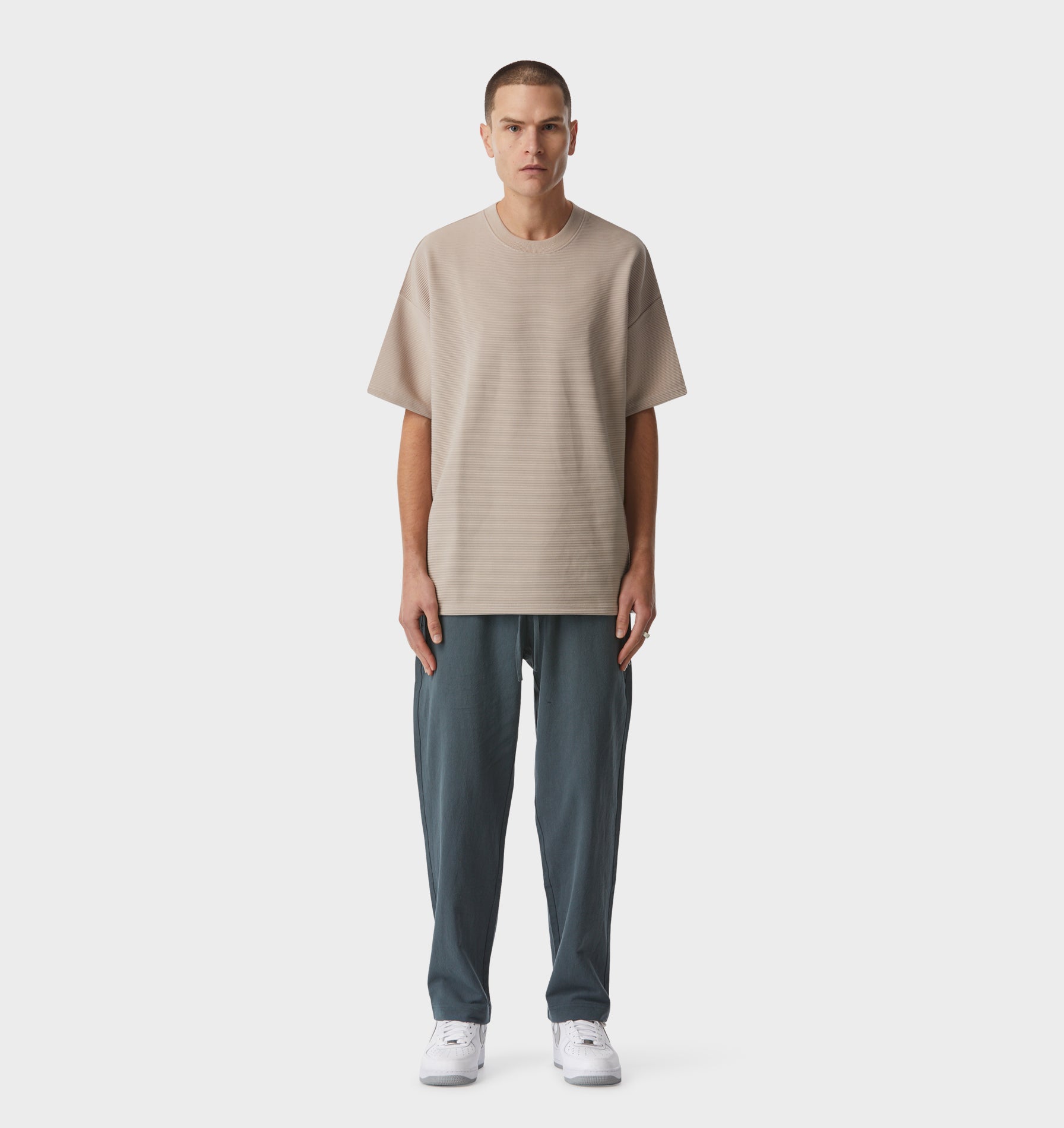 Ribbed Box Tee - Taupe