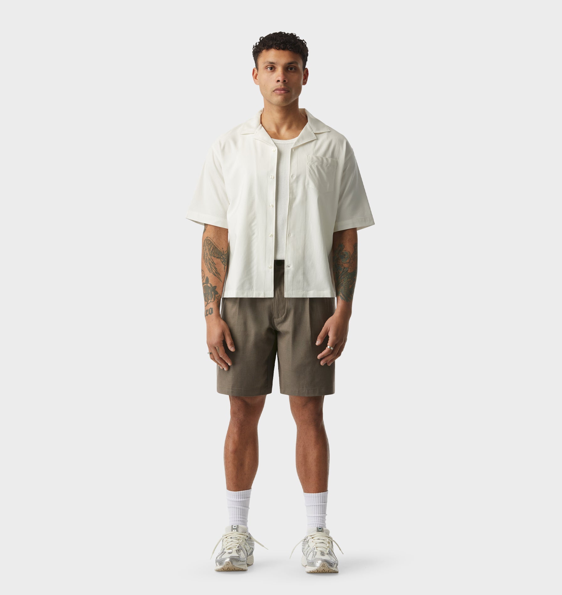 Quincy Pleated Short - Mushroom