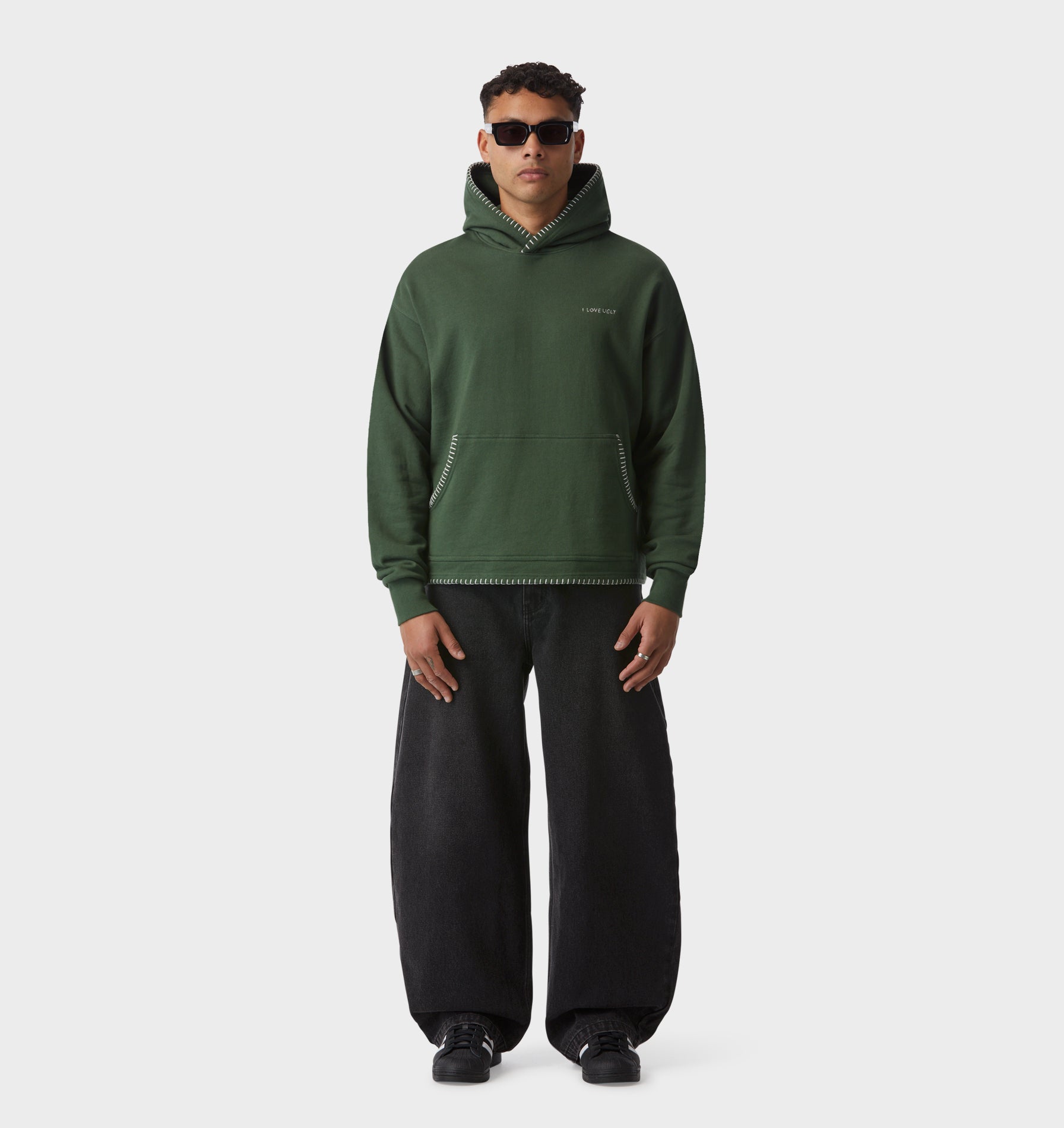 Blanket Stitch Box Hood 2.0 - Forest Green