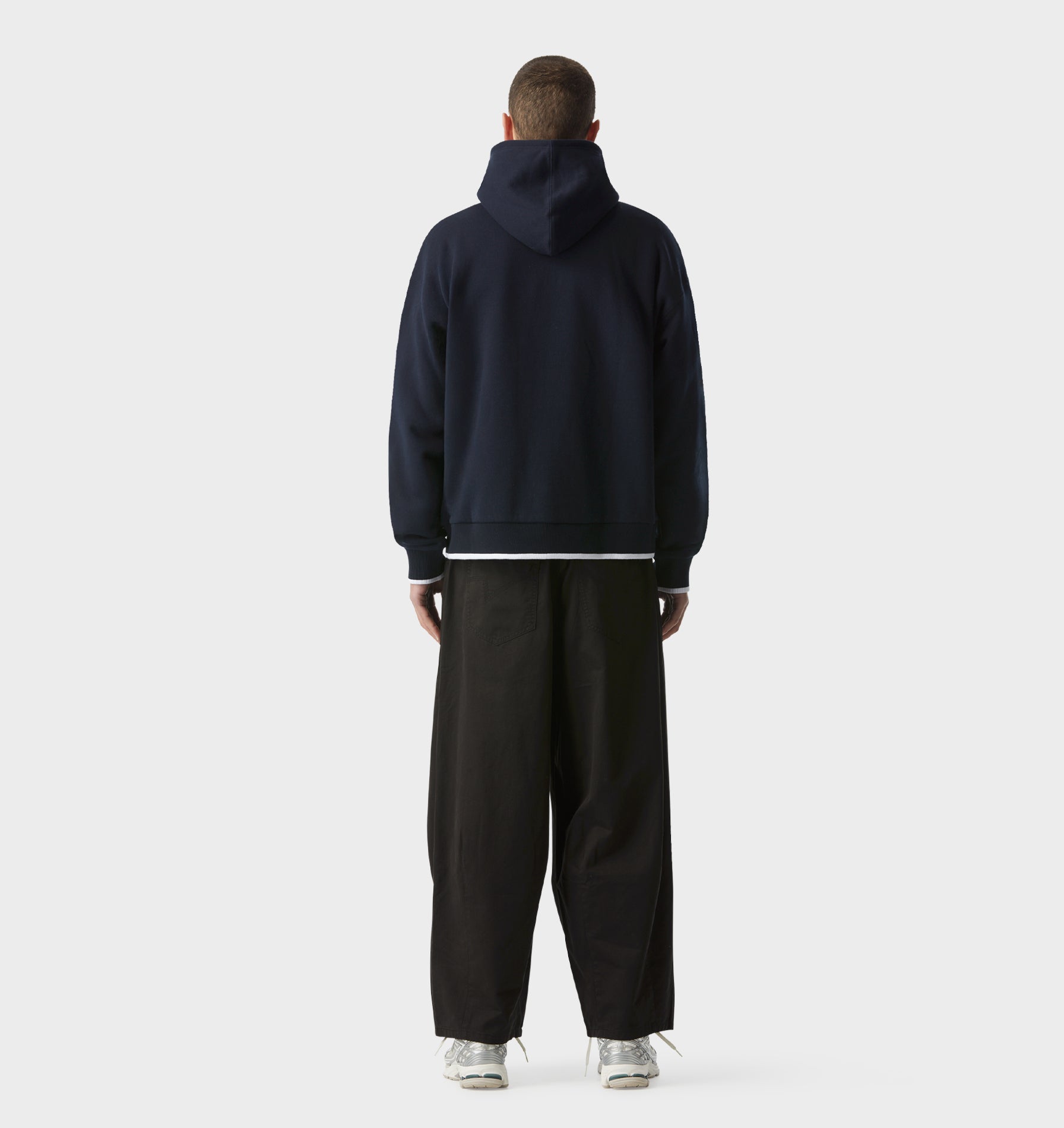 Box Crop Hood - Navy/White