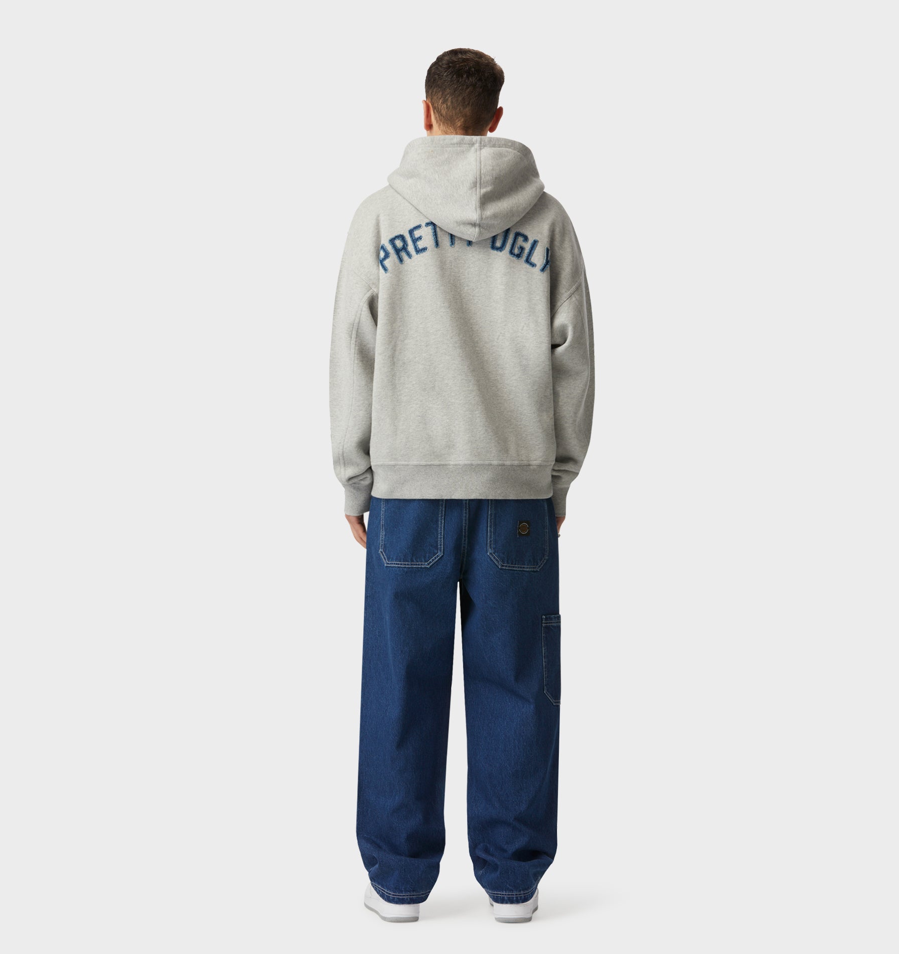 Applique Zip Up Box Hood - Vintage Grey