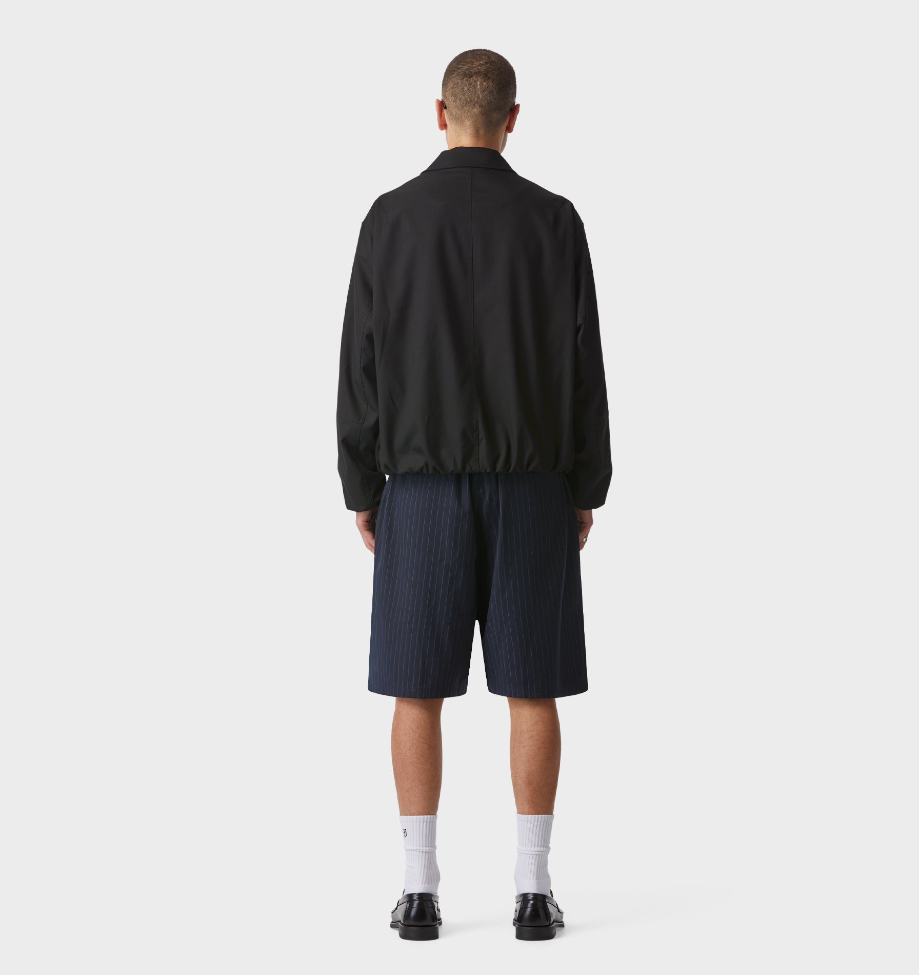 Alby Pleated Short - Blue Pinstripe