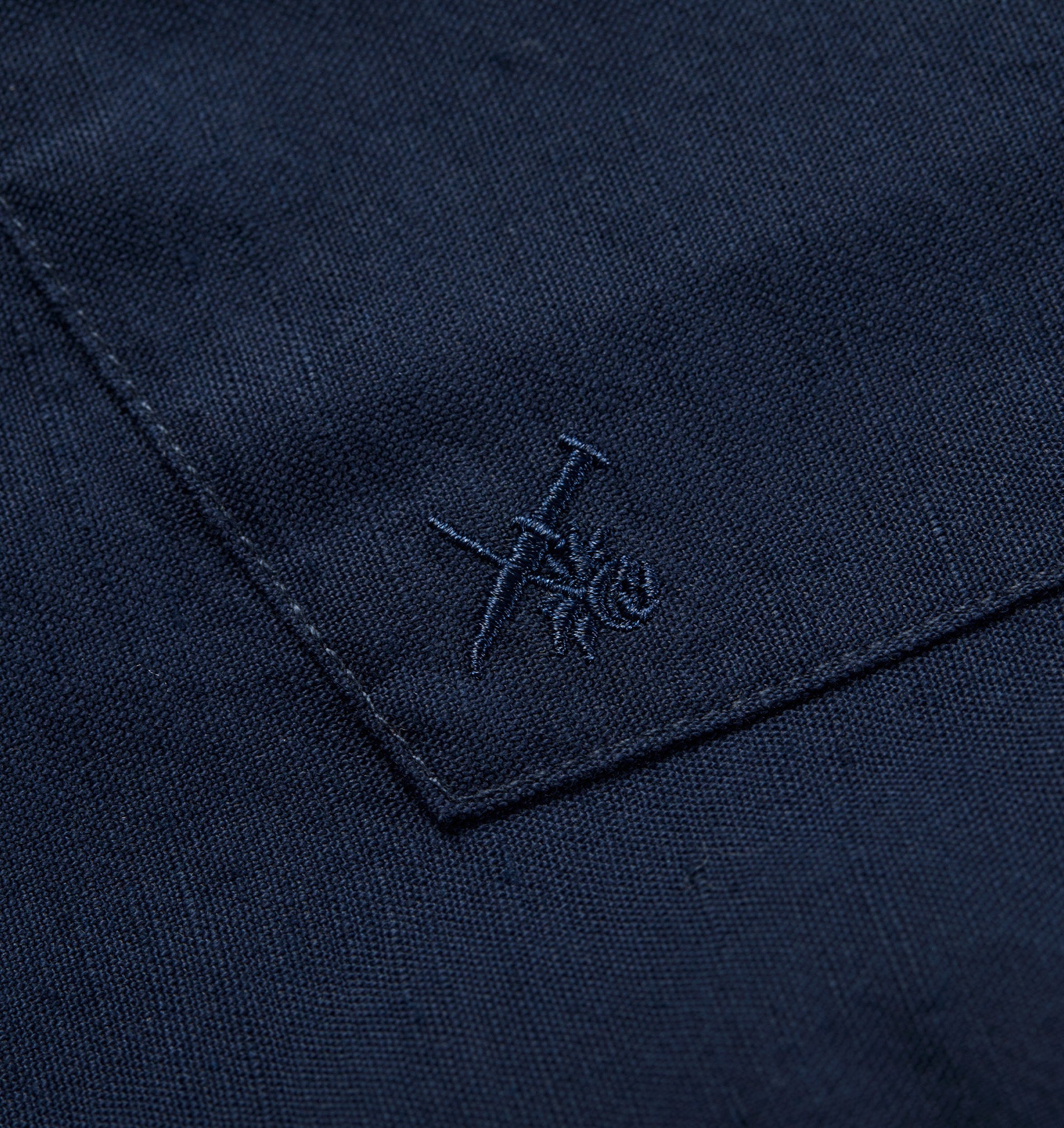 Linen Cuban Collar SS Shirt - Navy