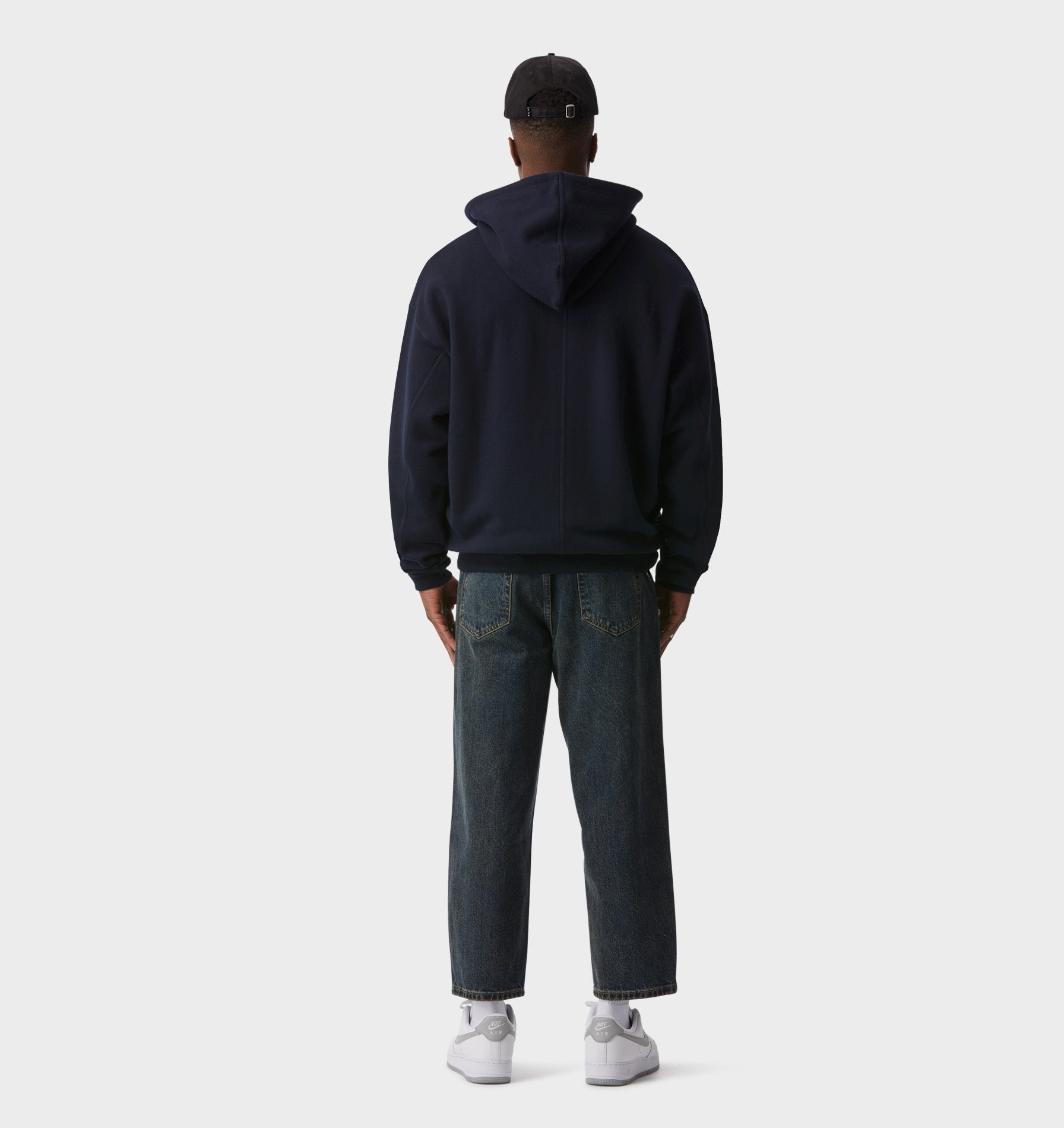Zip Up Box Hood - Midnight Navy