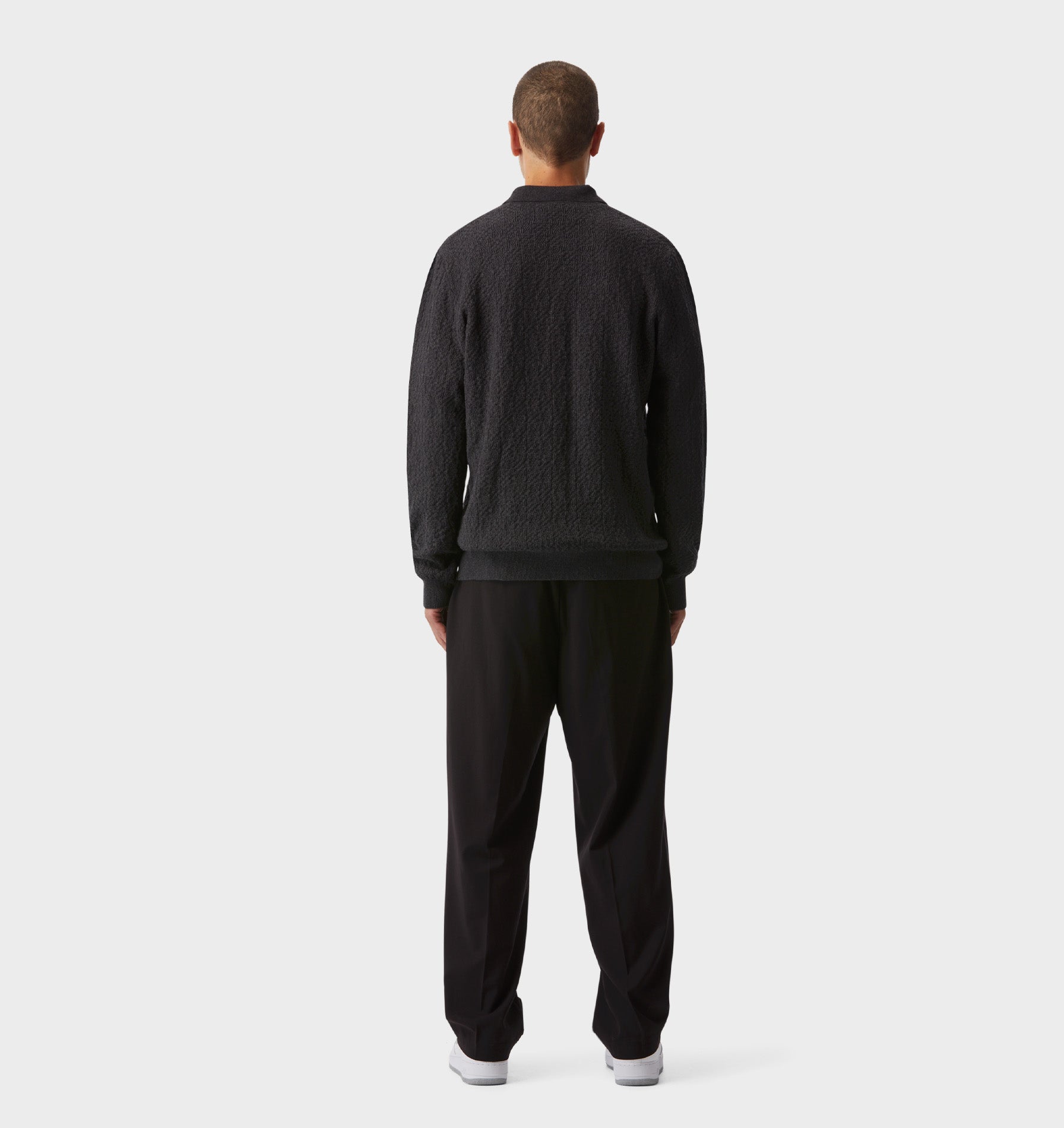 Jordan Knit LS Polo - Charcoal