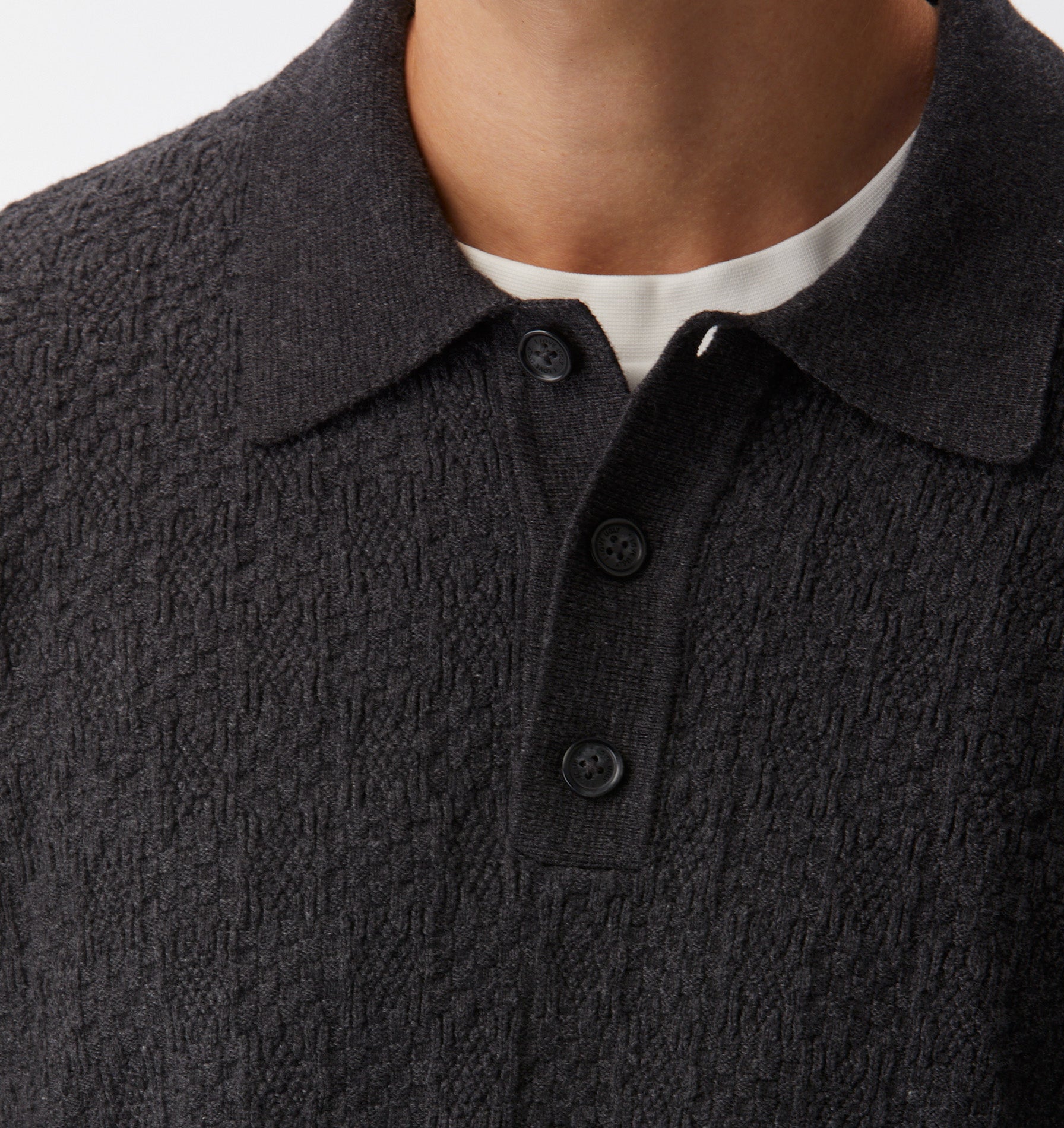 Jordan Knit LS Polo - Charcoal