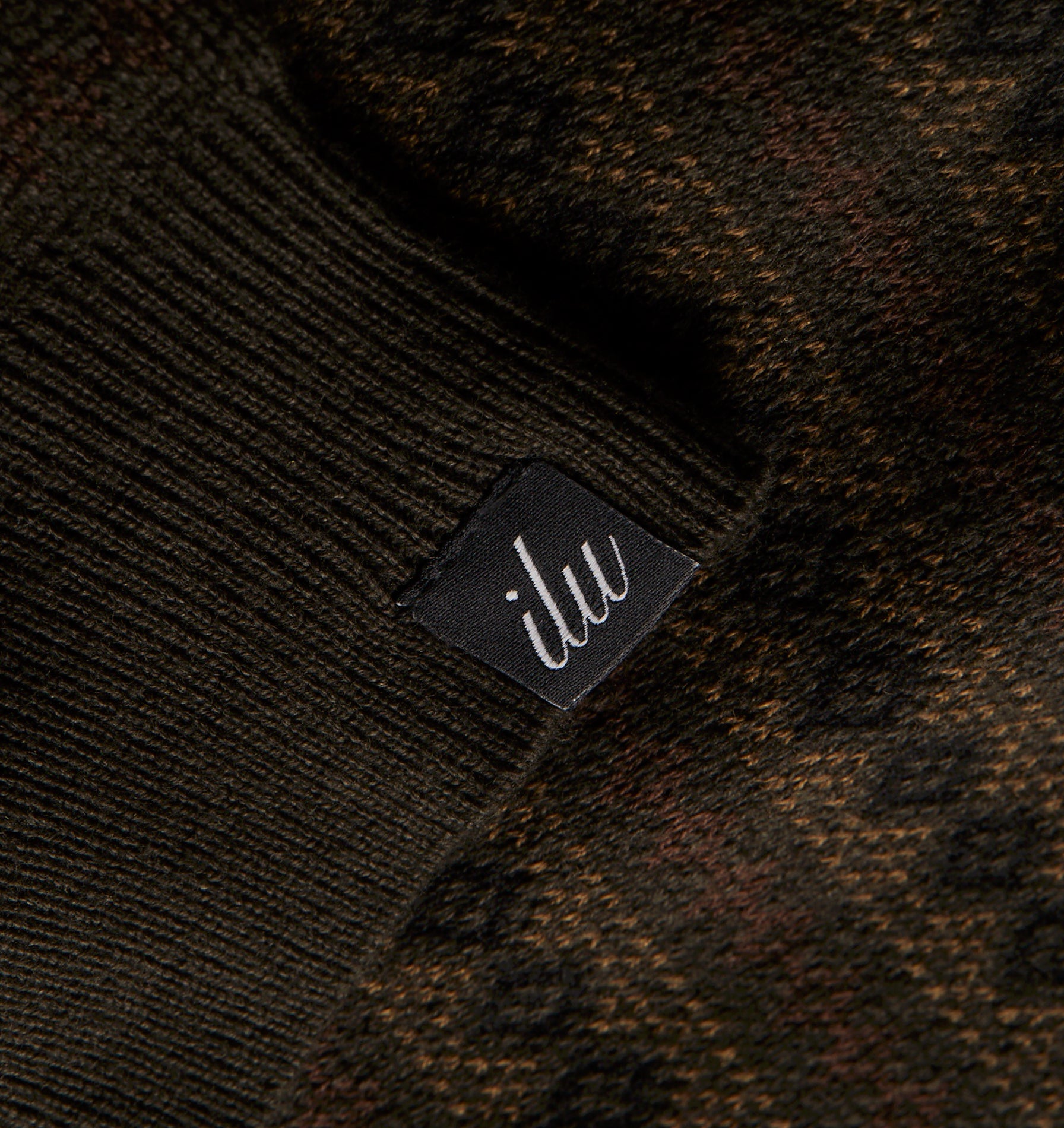 Mosaic Cropped Knit Sweater - Olive/Brown