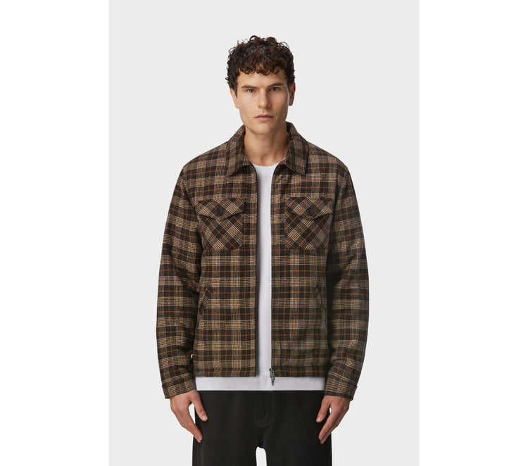Wool Dayton Jacket - Beige/Orange Check