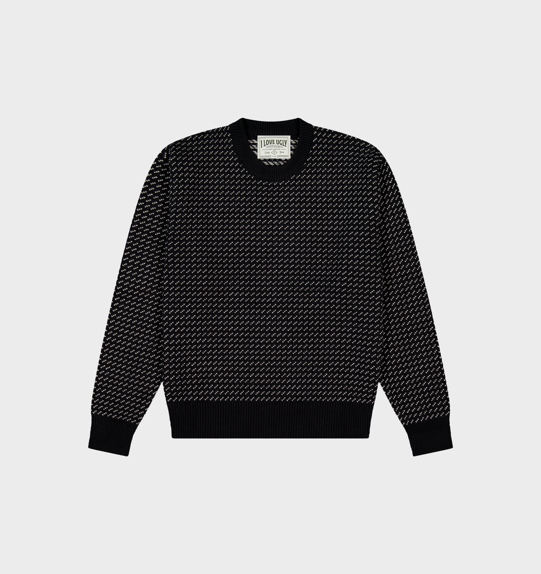 Crop Knit Sweater Textured - Black / Grey