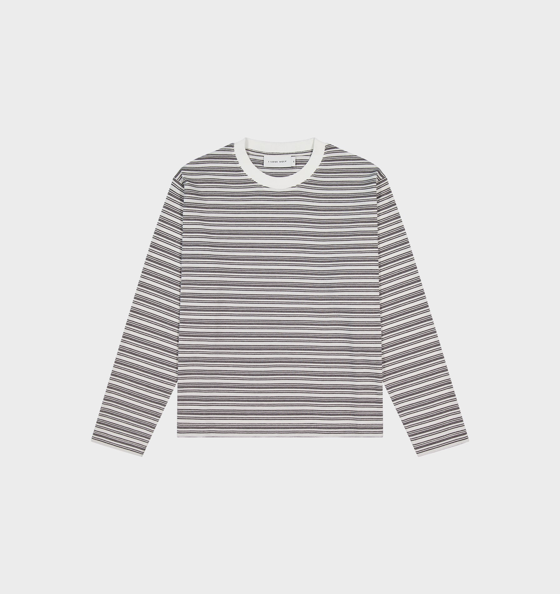 Crop Box LS Tee - White/Black Stripe
