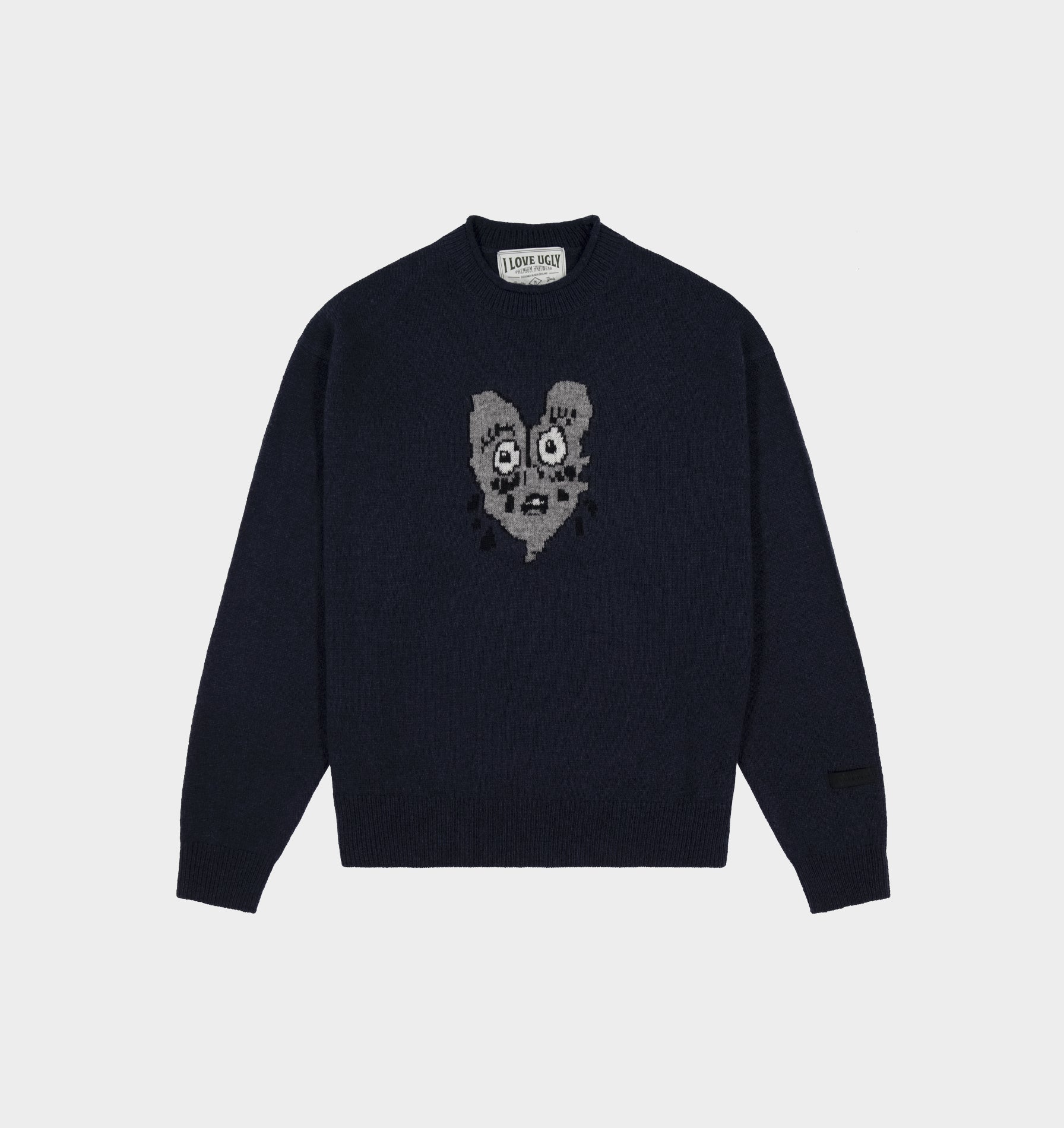 Heartache Rolled Neck Knit Sweater - Navy