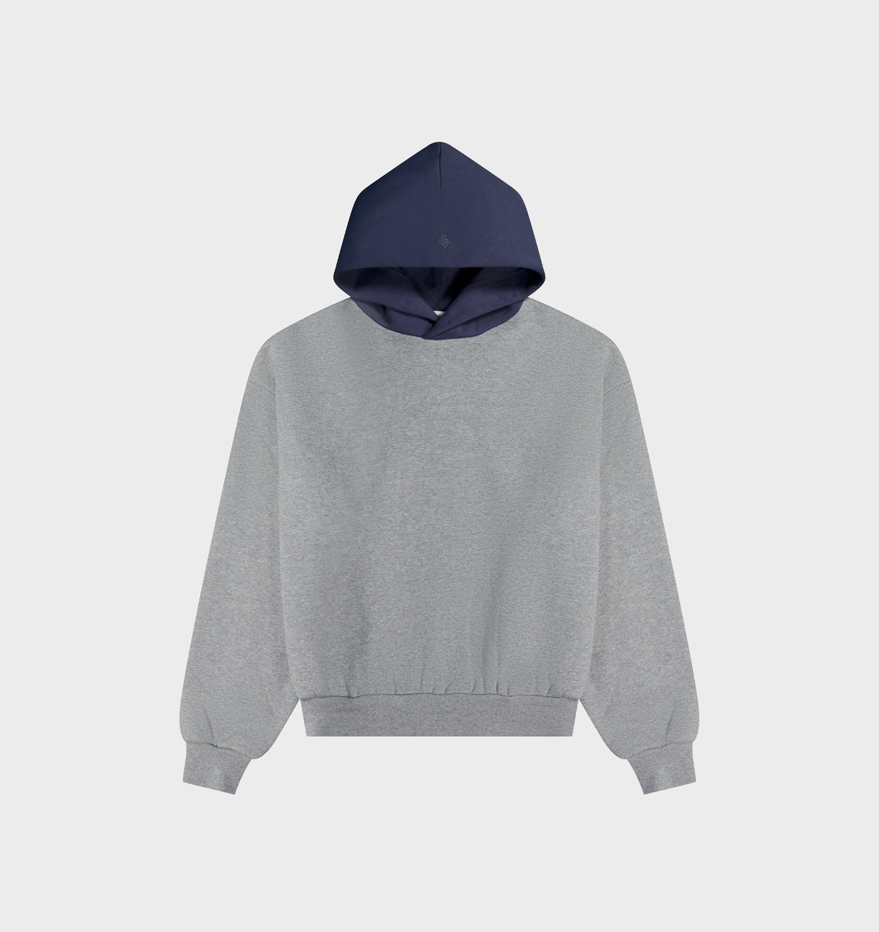 Heavy Crop Box Hood - Grey Marle/Indigo