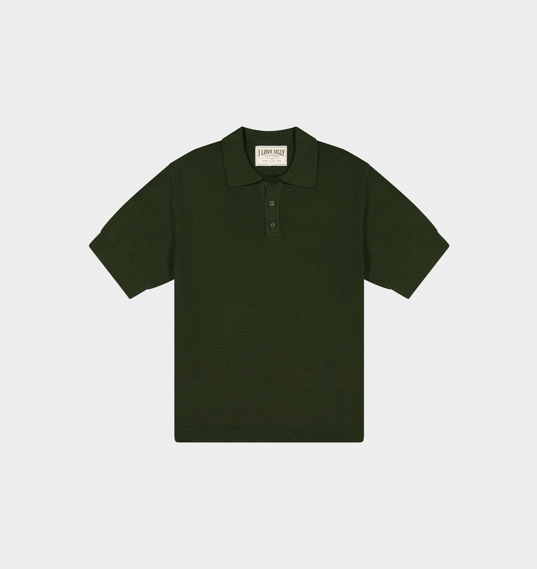 Ronan SS Knit Polo In Dark Green | I Love Ugly