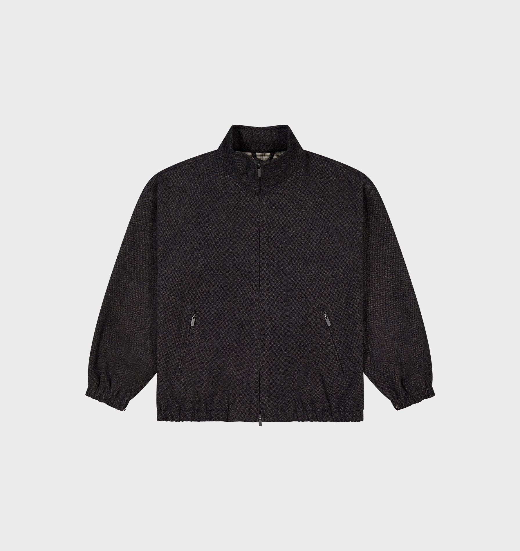 Funnel Neck Jacket - Charcoal Tweed