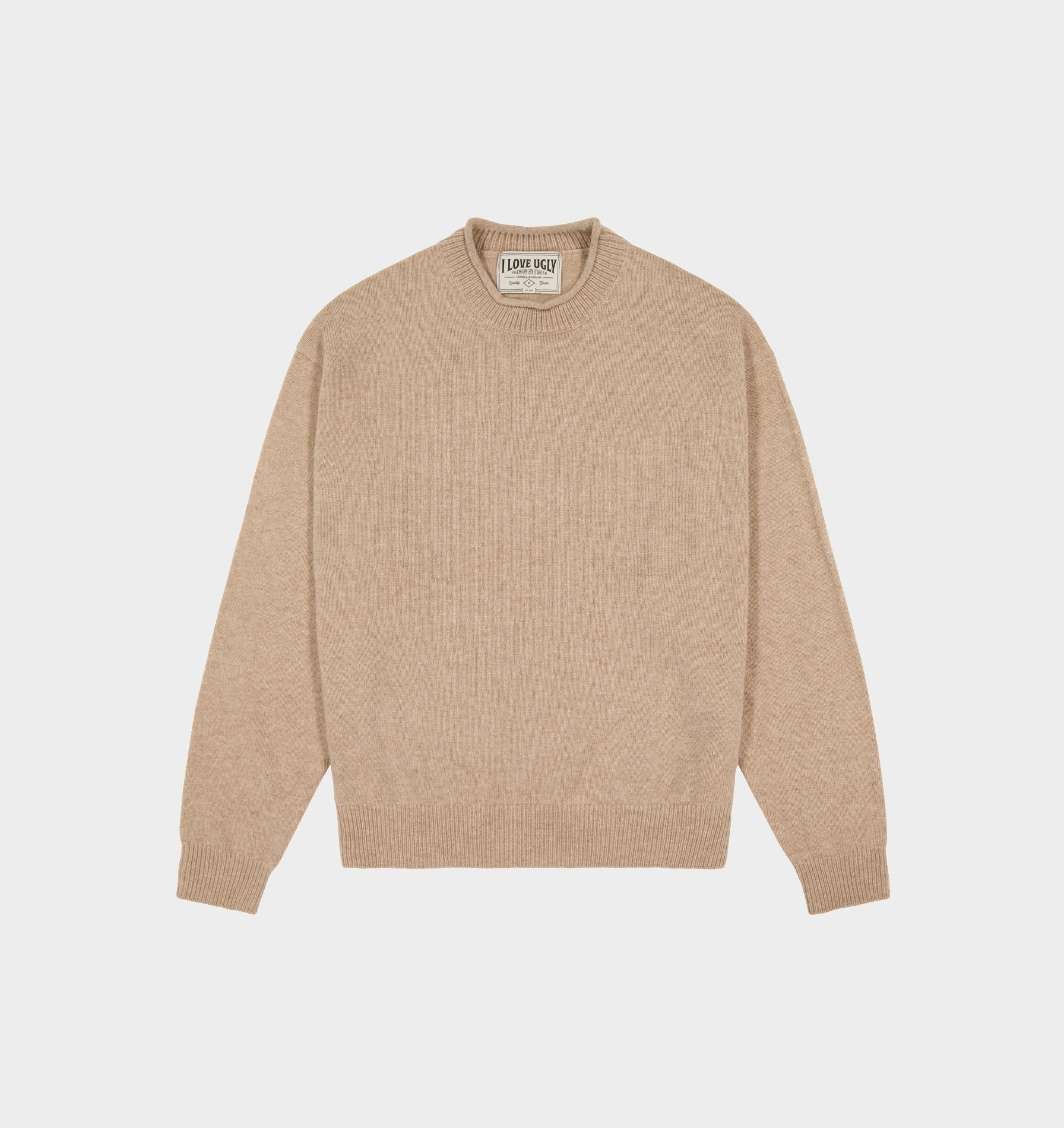 Rolled Neck Knit Sweater - Oatmeal