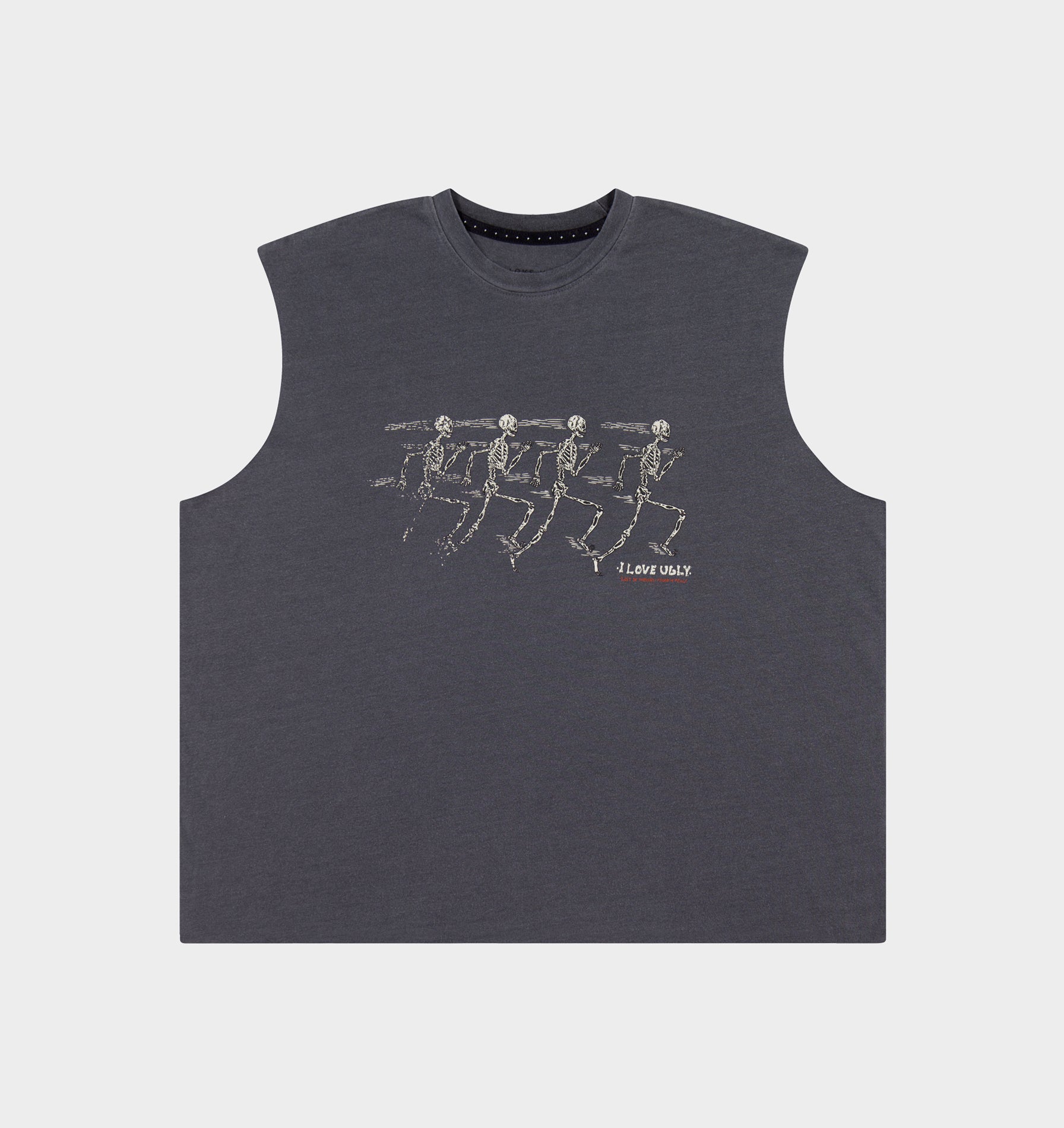 Skeleton Cotton Active Crop Tank - Washed Black